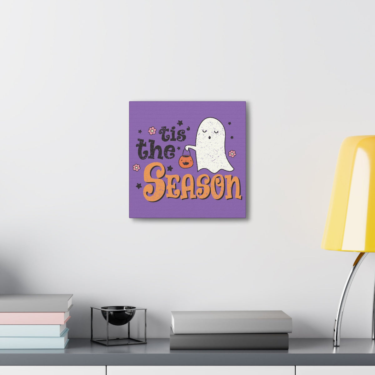 Tis The Season Trick Or Treat Ghost Distressed Halloween Print Canvas Gallery Wrap