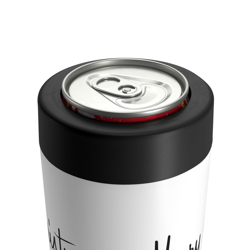 Merry Christmas Black And White Mid Century Retro Christmas Print Stainless Steel Can Holder
