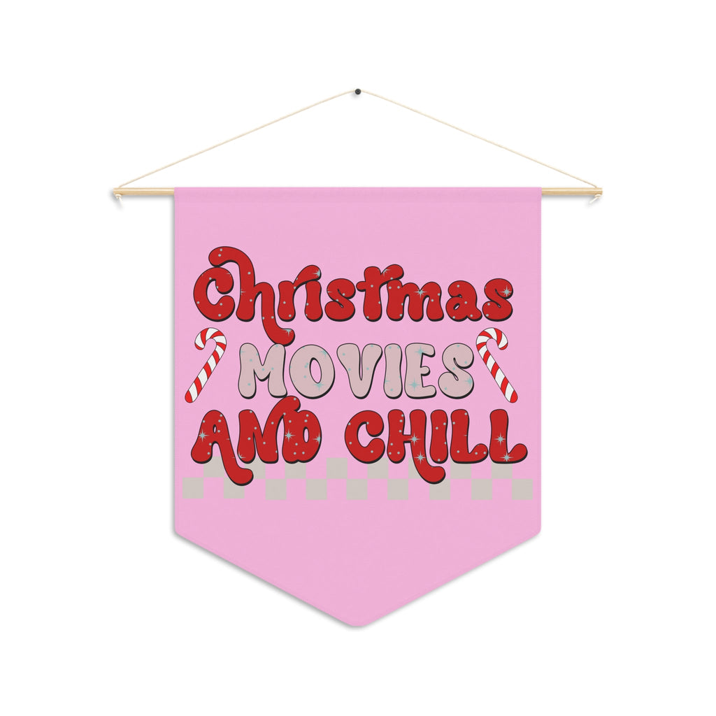 Christmas Movies And Chill Christmas Print Wall Hanging Banner Flag