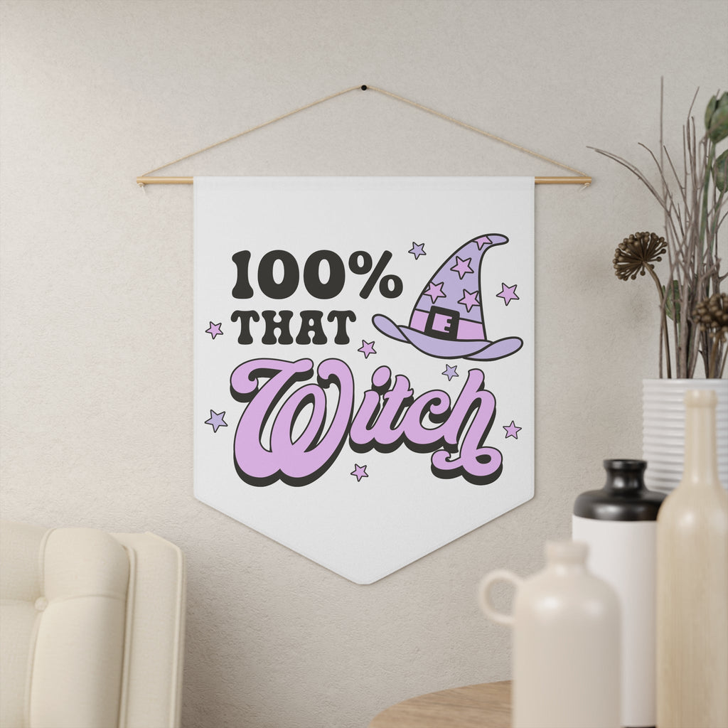100% That Witch Halloween Print Wall Hanging Banner Flag