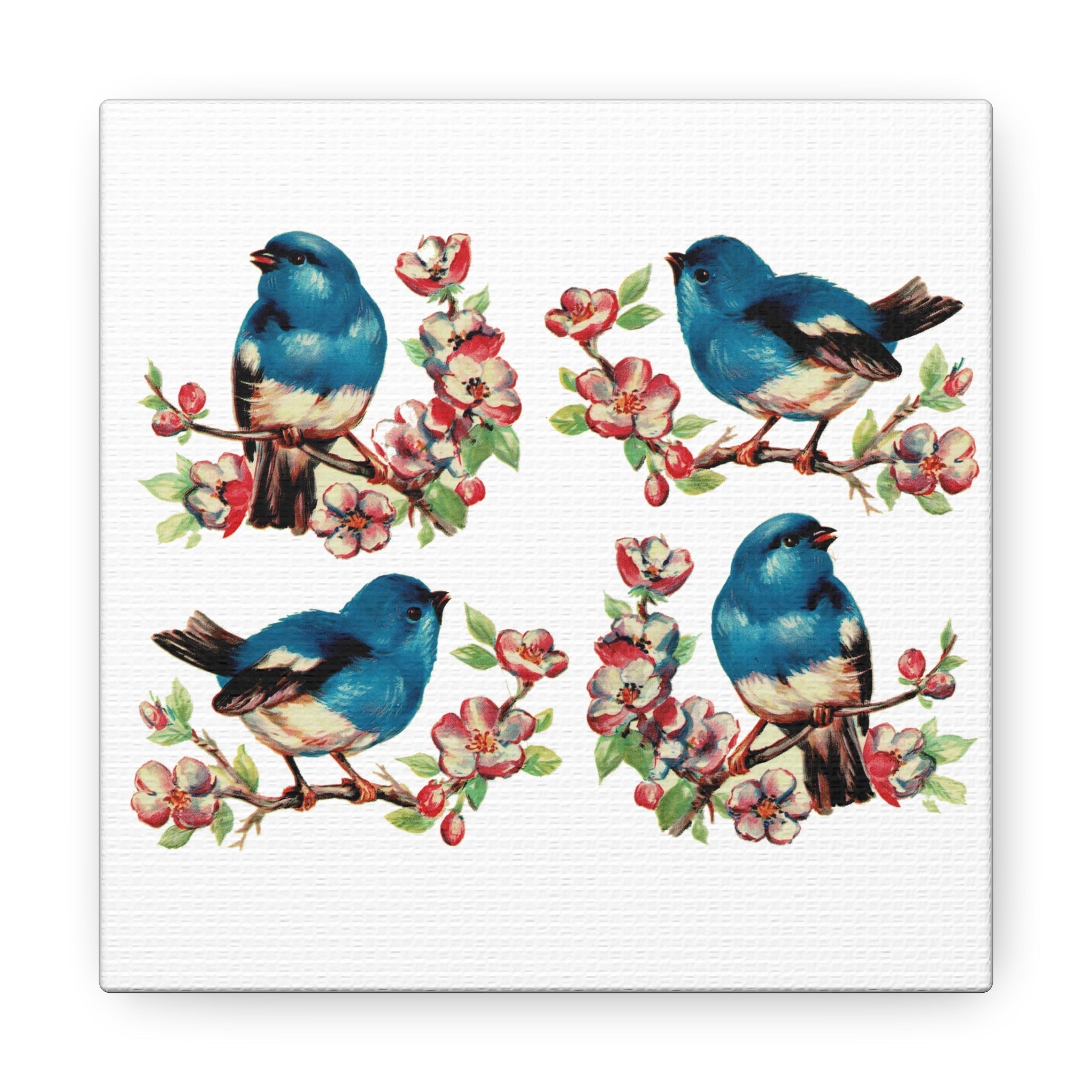 Retro Bluebirds Canvas Gallery Wrap