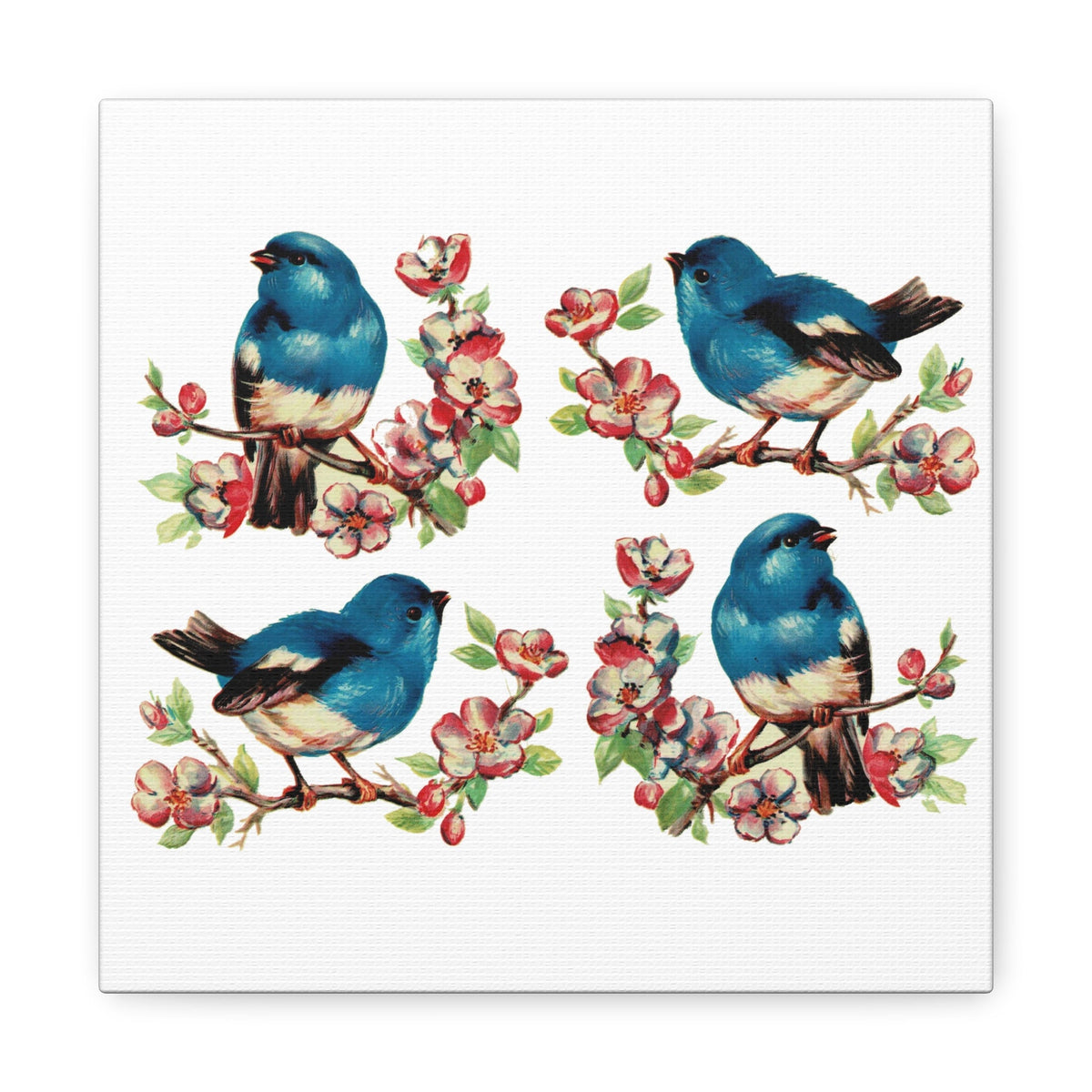 Retro Bluebirds Canvas Gallery Wrap