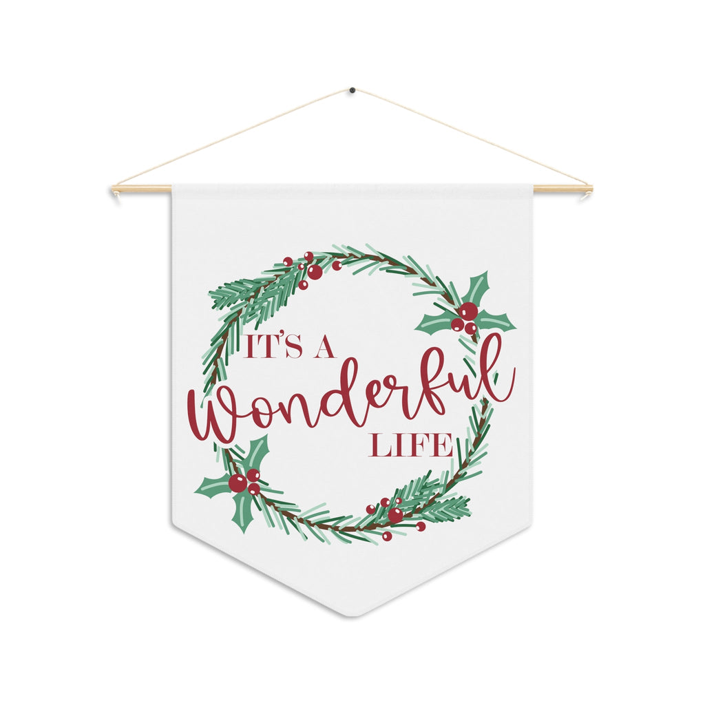 It's A Wonderful Life Christmas Wreath Wall Hanging Banner Flag