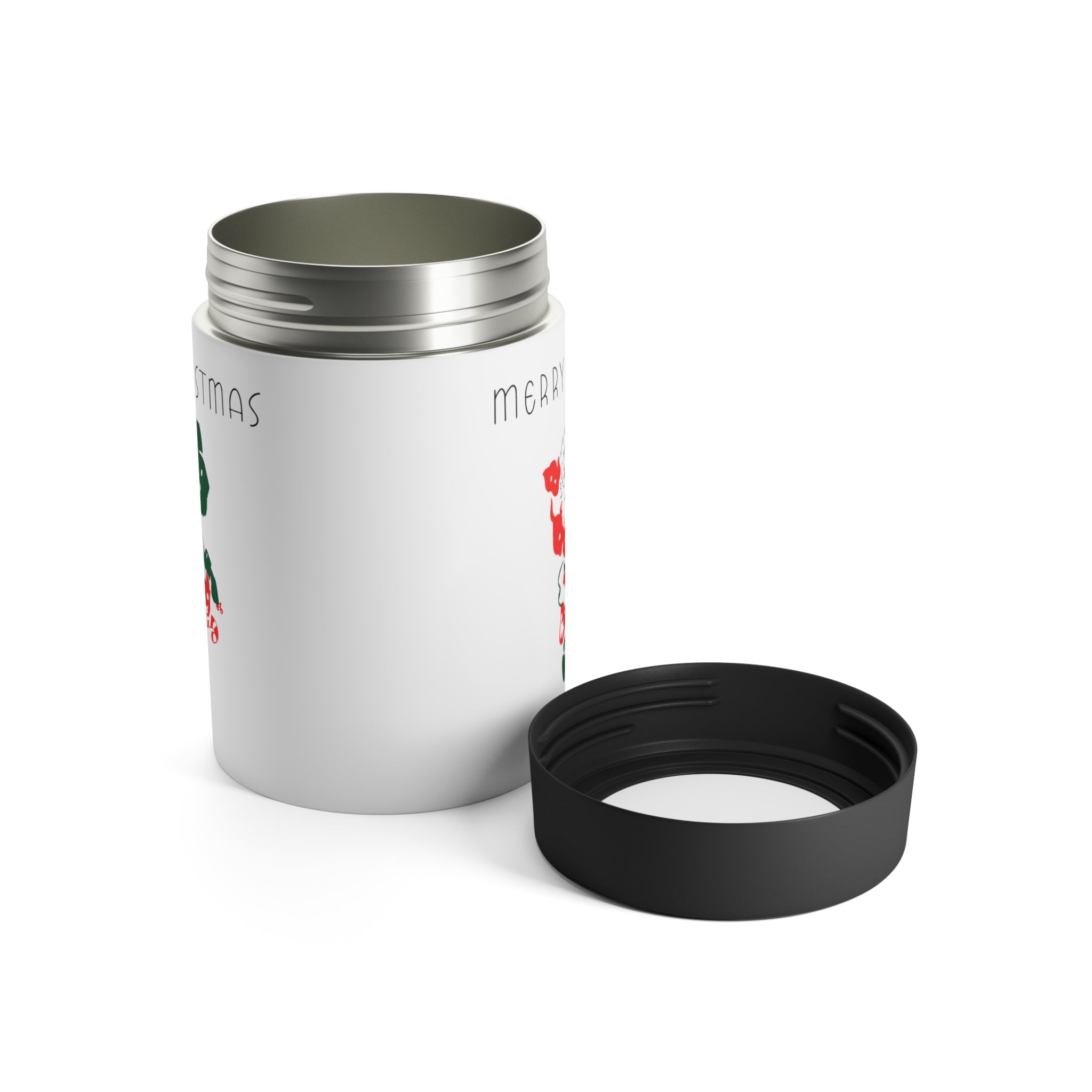 Merry Christmas Santa Mid Century Retro Christmas Print Stainless Steel Can Holder