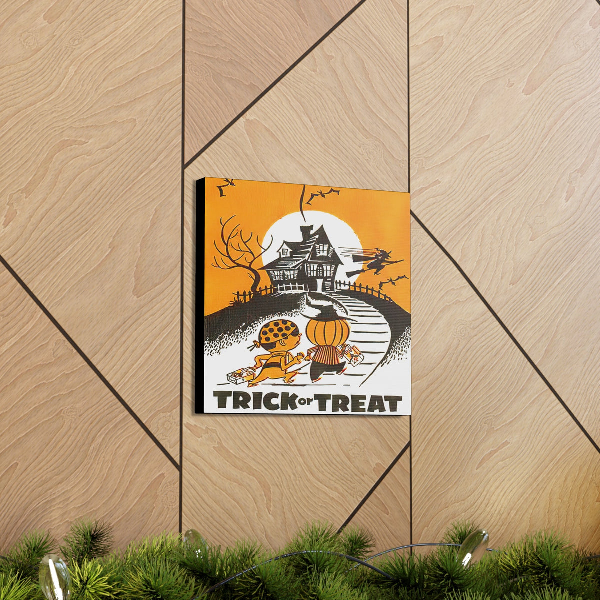 Trick Or Treat Retro Halloween Print Canvas Gallery Wrap