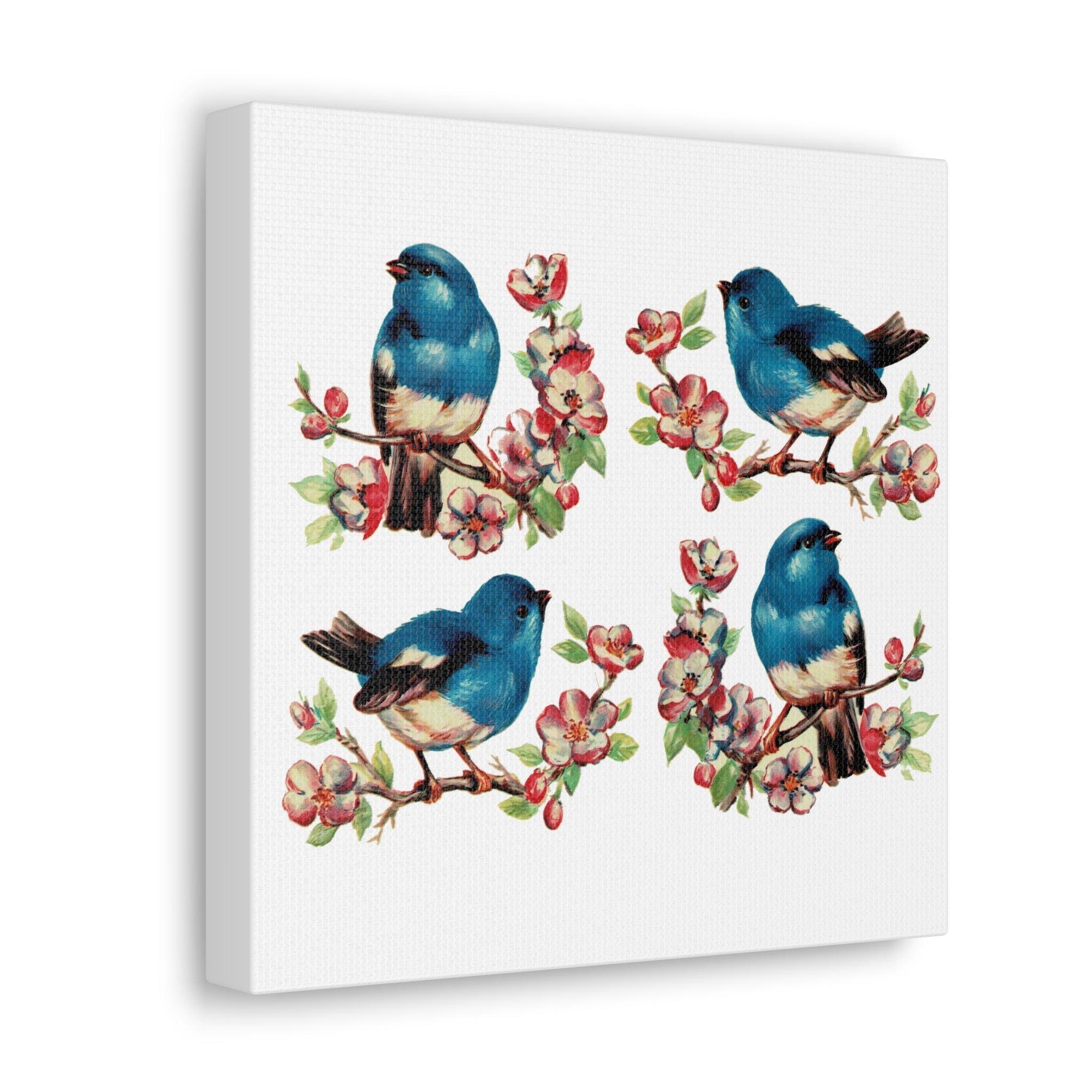 Retro Bluebirds Canvas Gallery Wrap