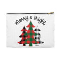 Merry And Bright Buffalo Checkered Trees Christmas Print Polyester Accessory Pouch Travel Bag