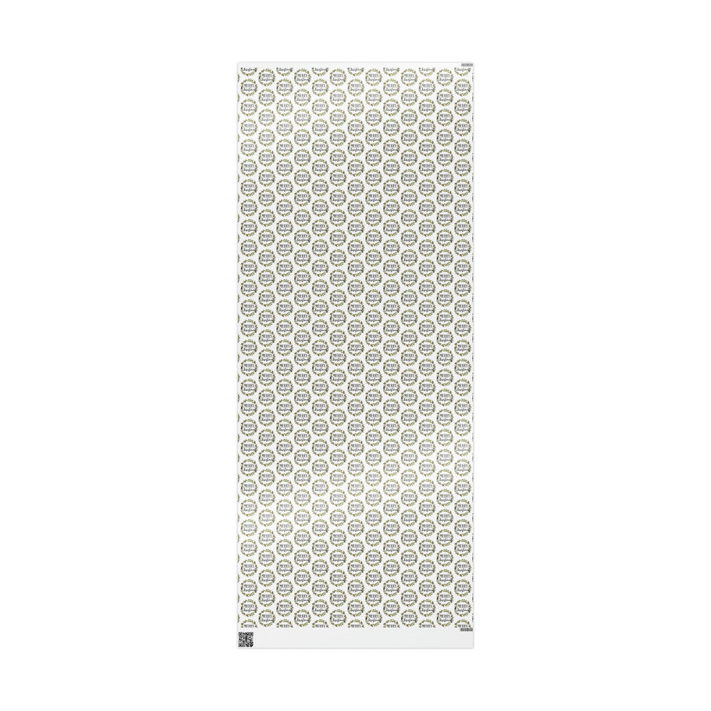 Merry Christmas Wreath Retro Style Christmas Print Holiday Gift Wrap Paper - Glossy Or Matte