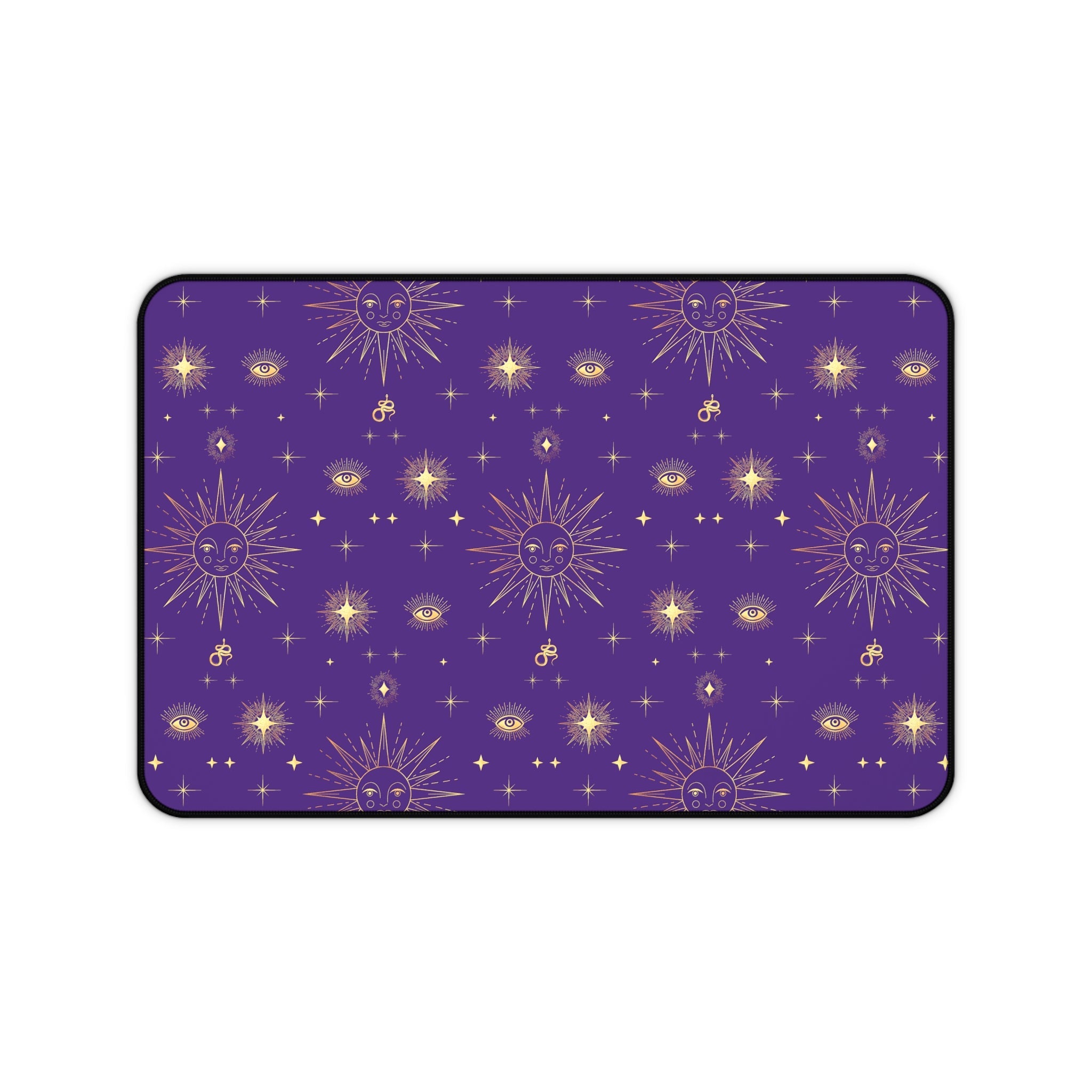 Celestial Gold Sun Stars Tarot Purple Desk Mat - 3 size options