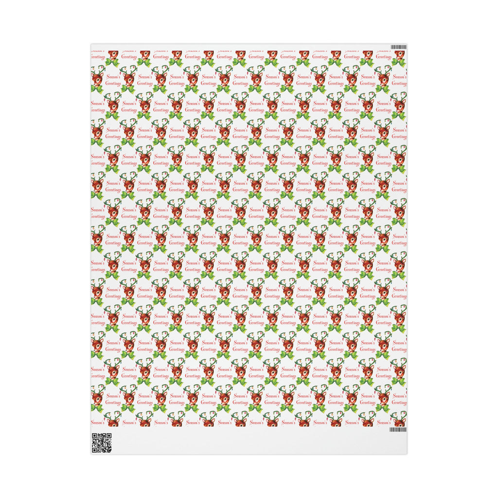Season's Greetings Reindeer Mid Century Retro Christmas Print Holiday Gift Wrap Paper - Glossy Or Matte