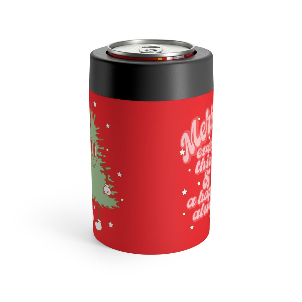 Merry Everything And Happy Always Cute Christmas Tree Retro Style Christmas Stainless Steel Can Holder