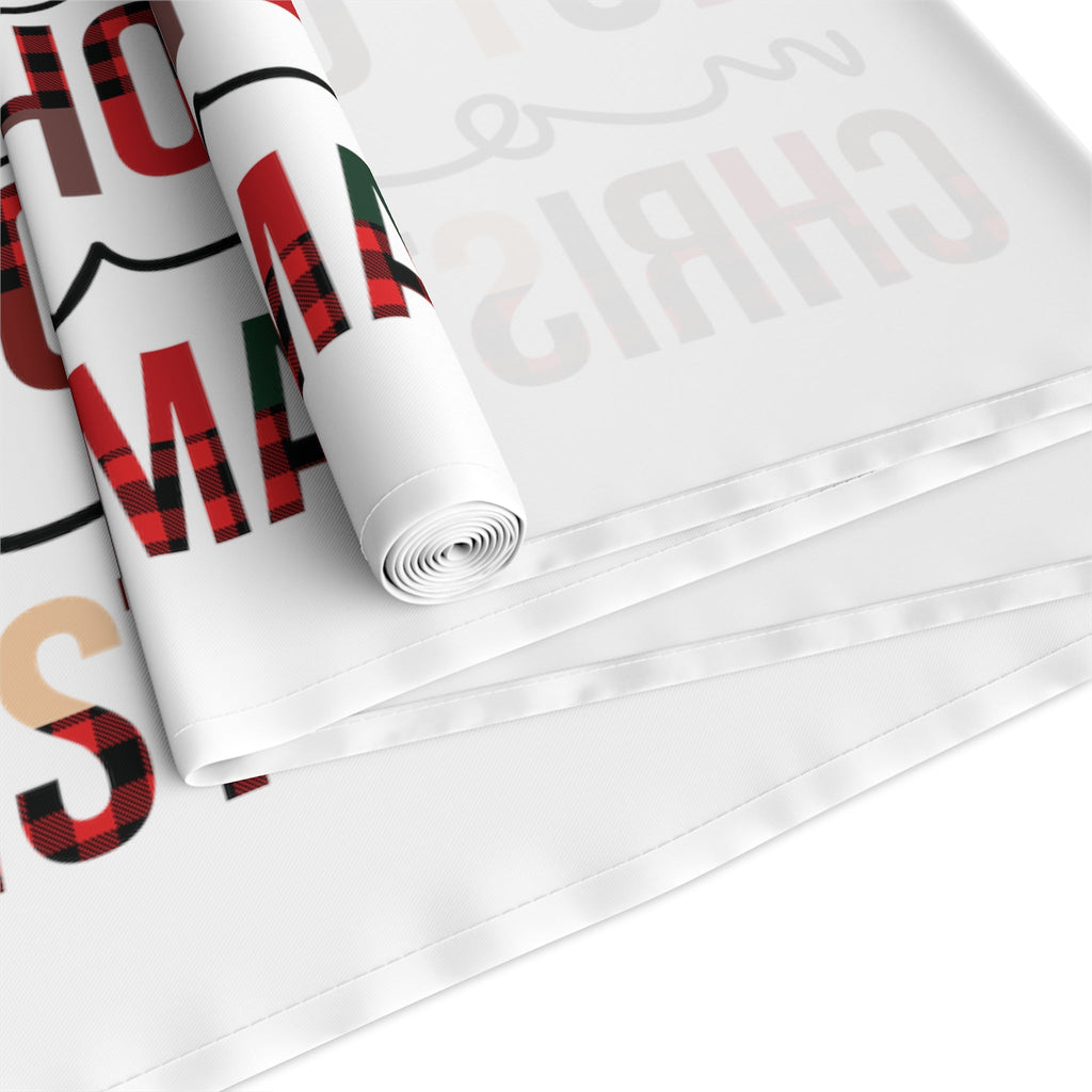 Santa Claus Reindeer Hot Chocolate Movies Christmas Lights Christmas Print Home Decor Cotton Poly Table Runner