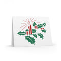 Christmas Candle And Holly Mid Century Retro Christmas Style Matte Greeting Cards (8, 16, and 24 pcs)