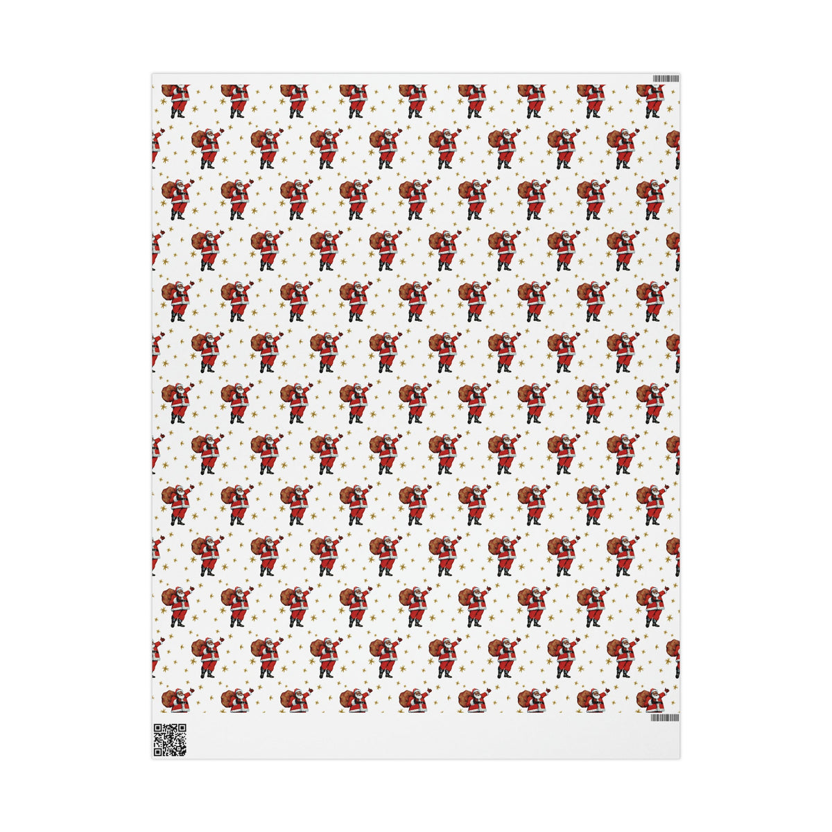 Santa Gold Stars Mid Century Retro Christmas Print Holiday Gift Wrap Paper - Glossy Or Matte
