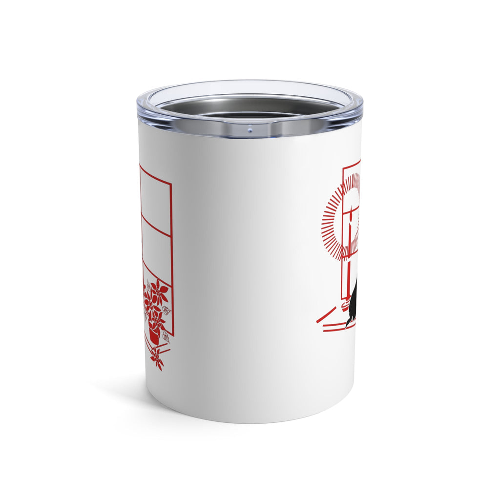 Scottie In Window Christmas Candle Retro Christmas Print Stainless Steel Tumbler 10oz