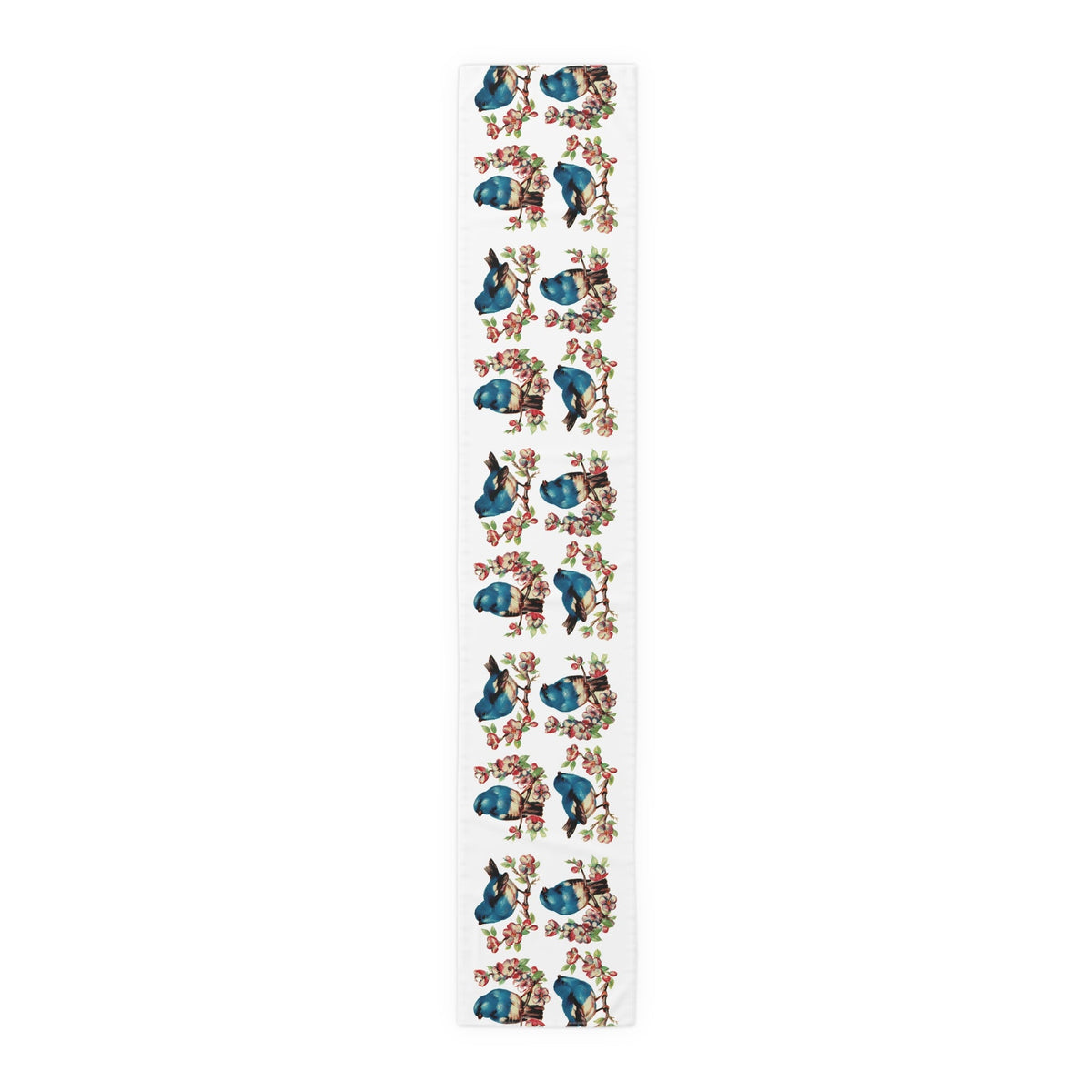 Bluebirds Retro Print Spring Home Decor Cotton Poly Table Runner