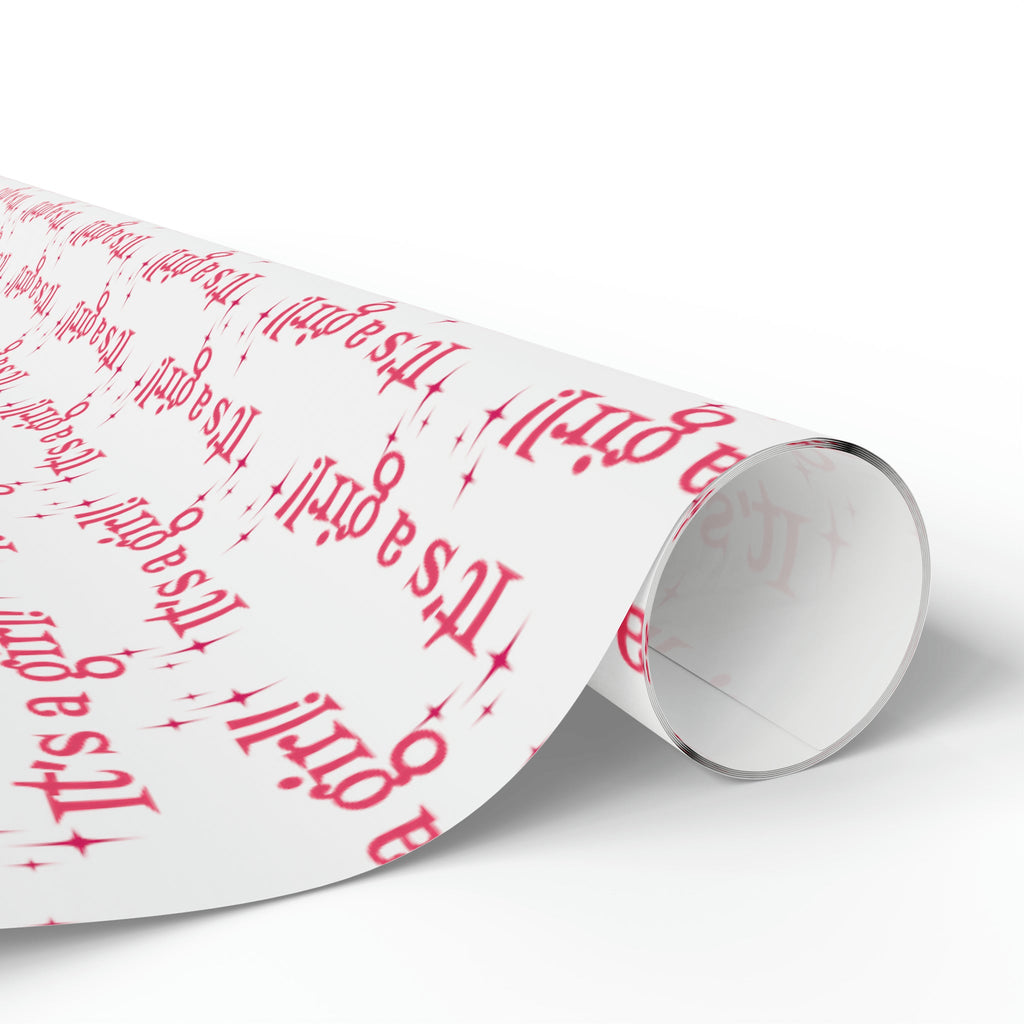 It's A Girl Starburst Atomic Retro Style Baby Shower Gift Wrap Paper - Glossy Or Matte