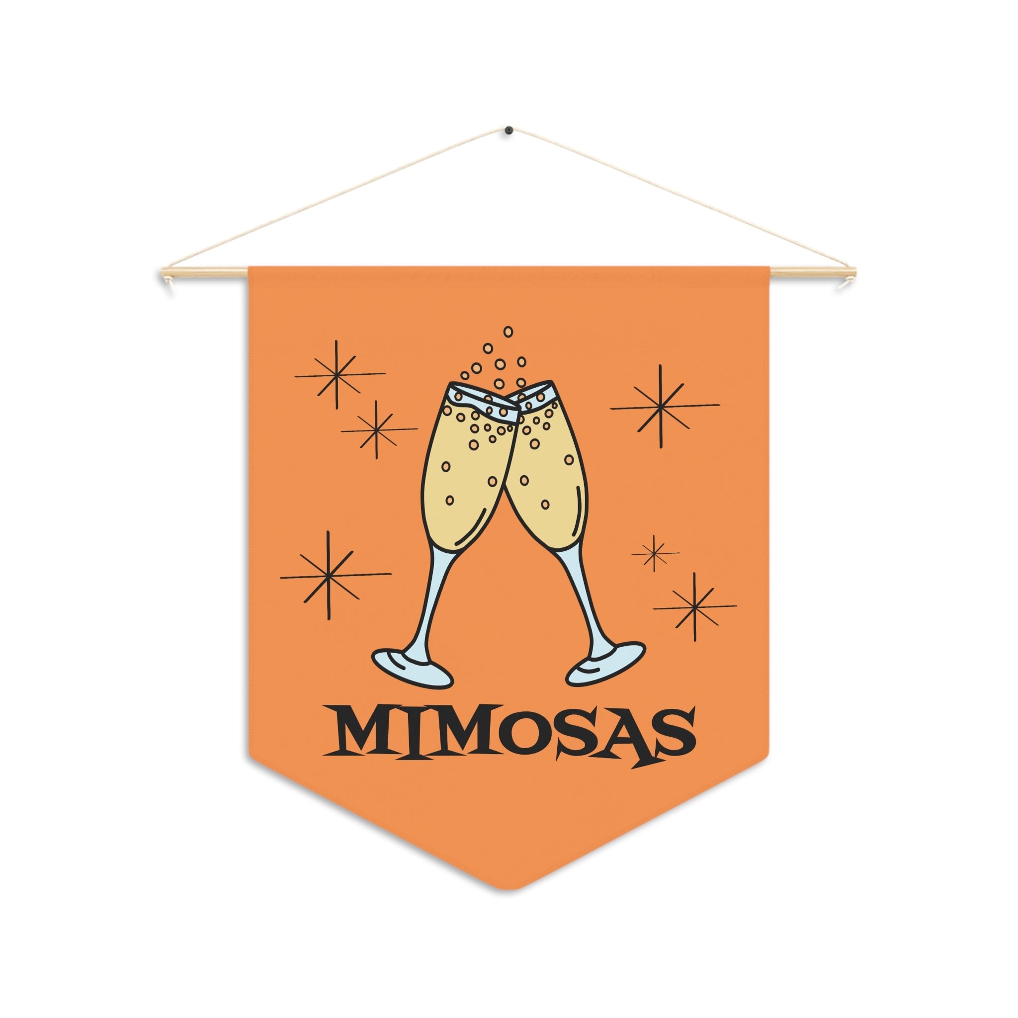 Mimosas Champagne Atomic Mid Century Retro Style Orange Wall Hanging Banner Flag