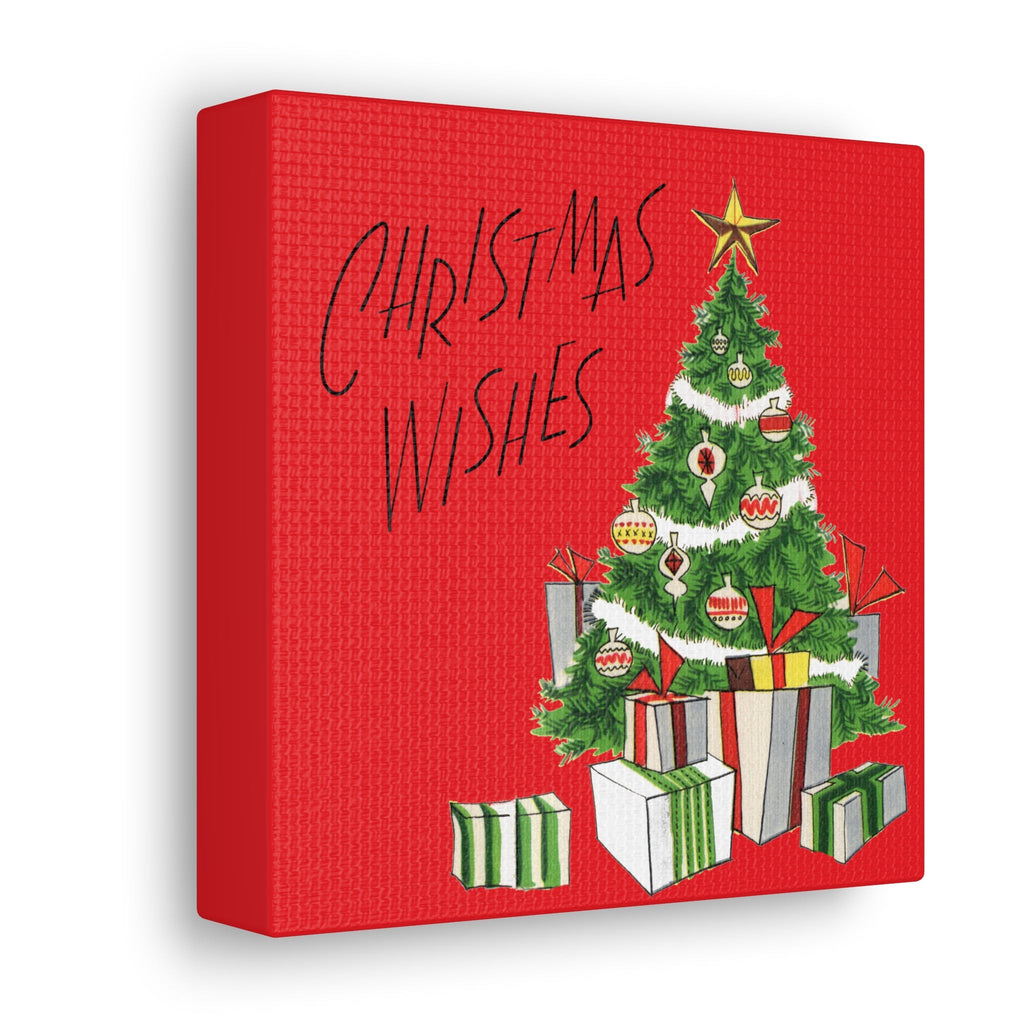 Christmas Wishes Christmas Tree Mid Century Retro Christmas Print Canvas Gallery Wrap