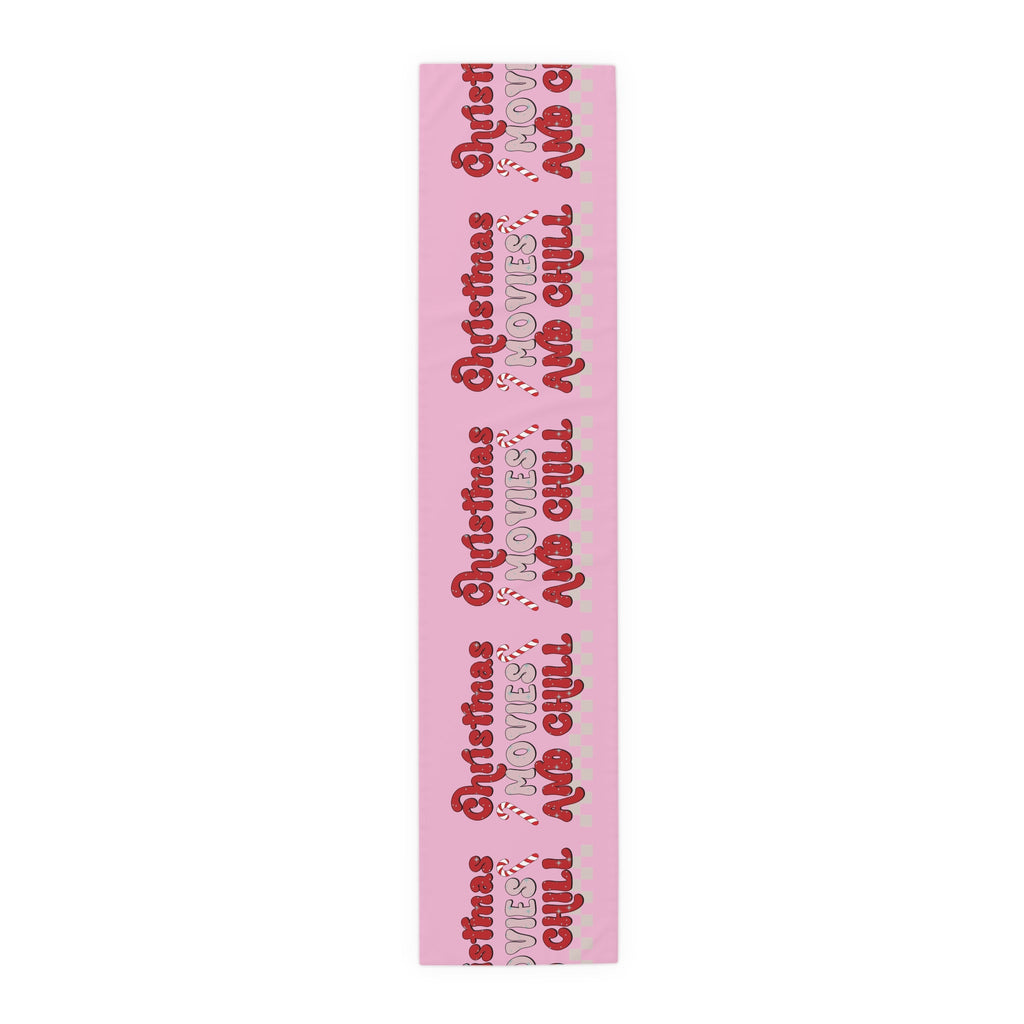 Christmas Movies And Chill Christmas Print Home Decor Cotton Poly Table Runner