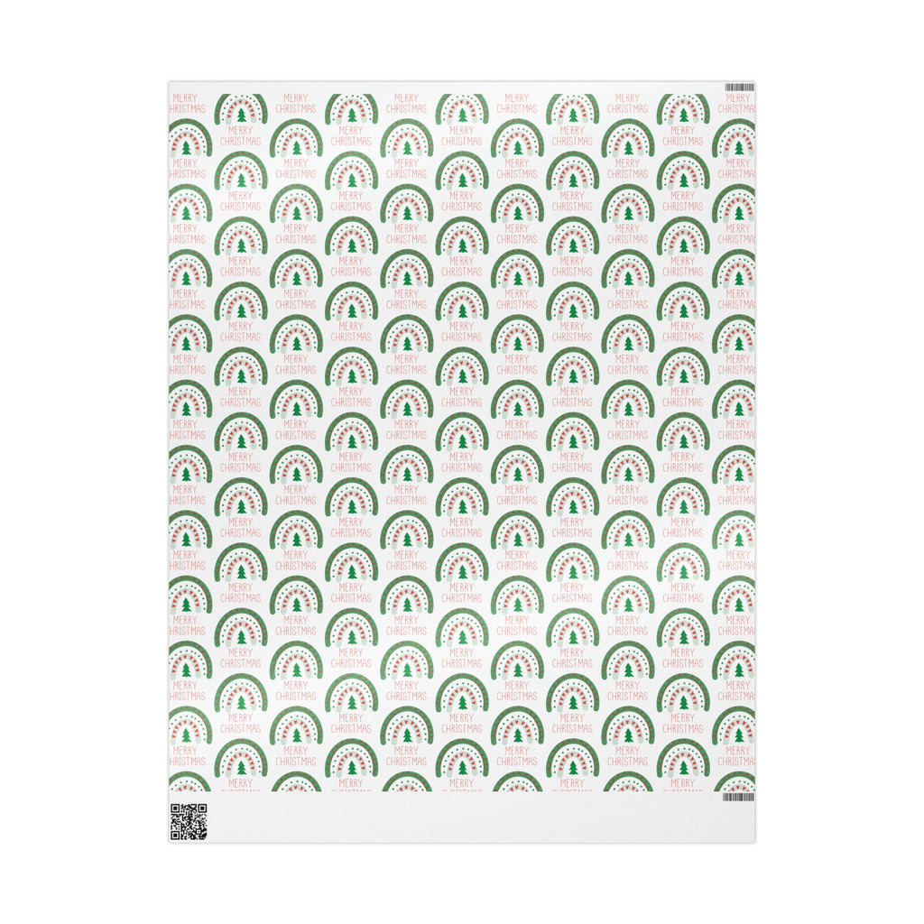 Merry Christmas Boho Rainbow Christmas Print Holiday Gift Wrap Paper - Glossy Or Matte