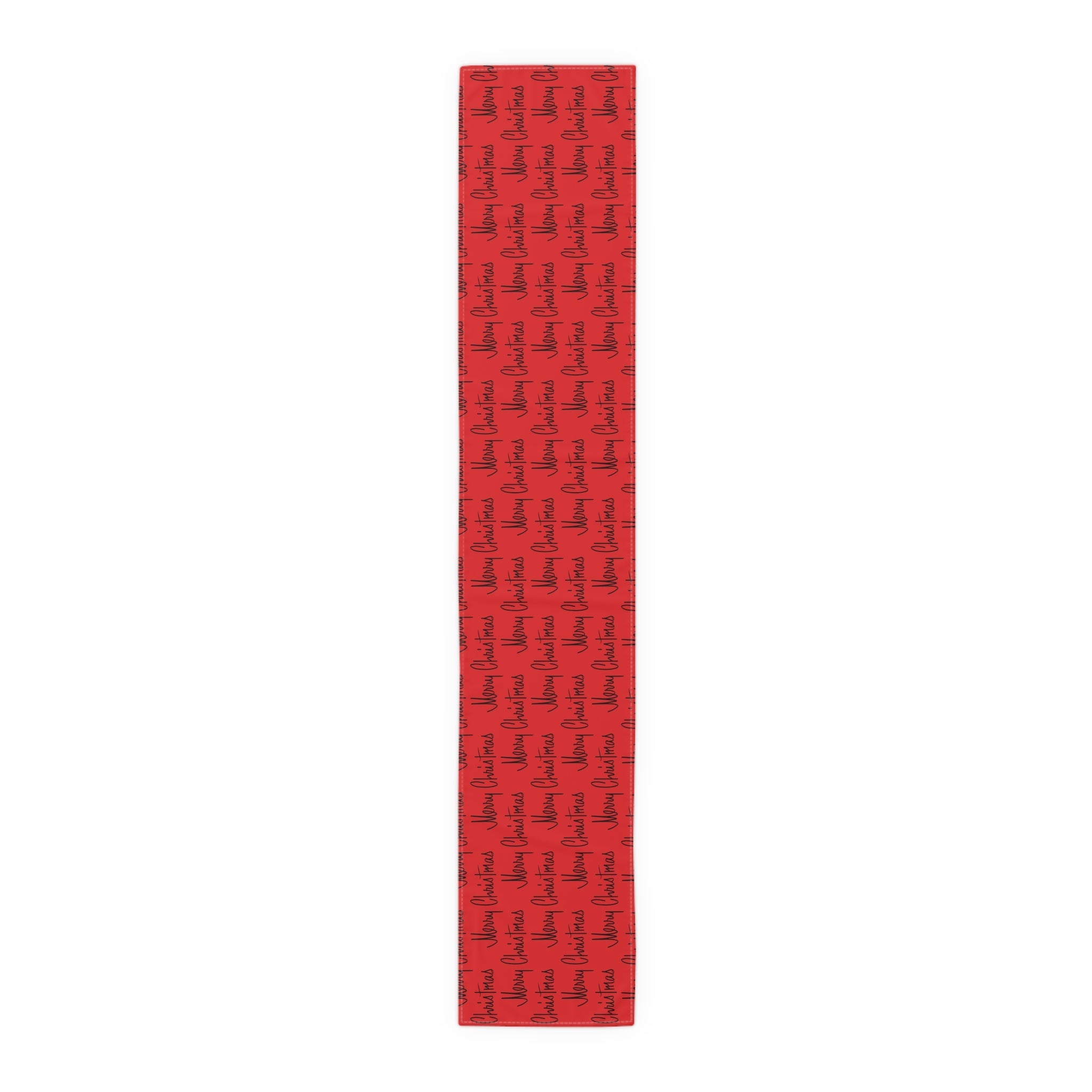 Merry Christmas Mid Century Retro Style Red Christmas Print Home Decor Cotton Poly Table Runner