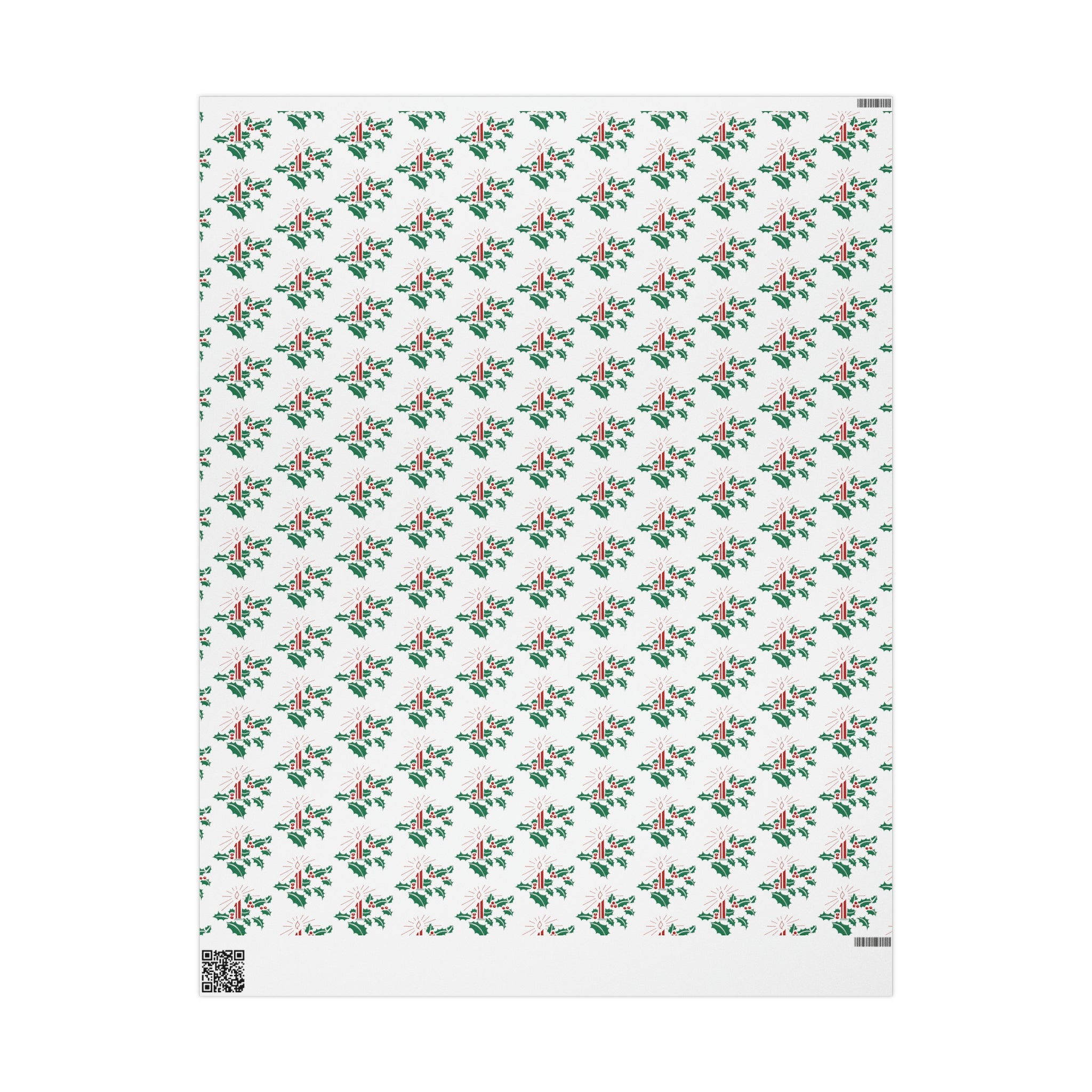 Christmas Candles With Holly Mid Century Retro Christmas Print Holiday Gift Wrap Paper - Glossy Or Matte