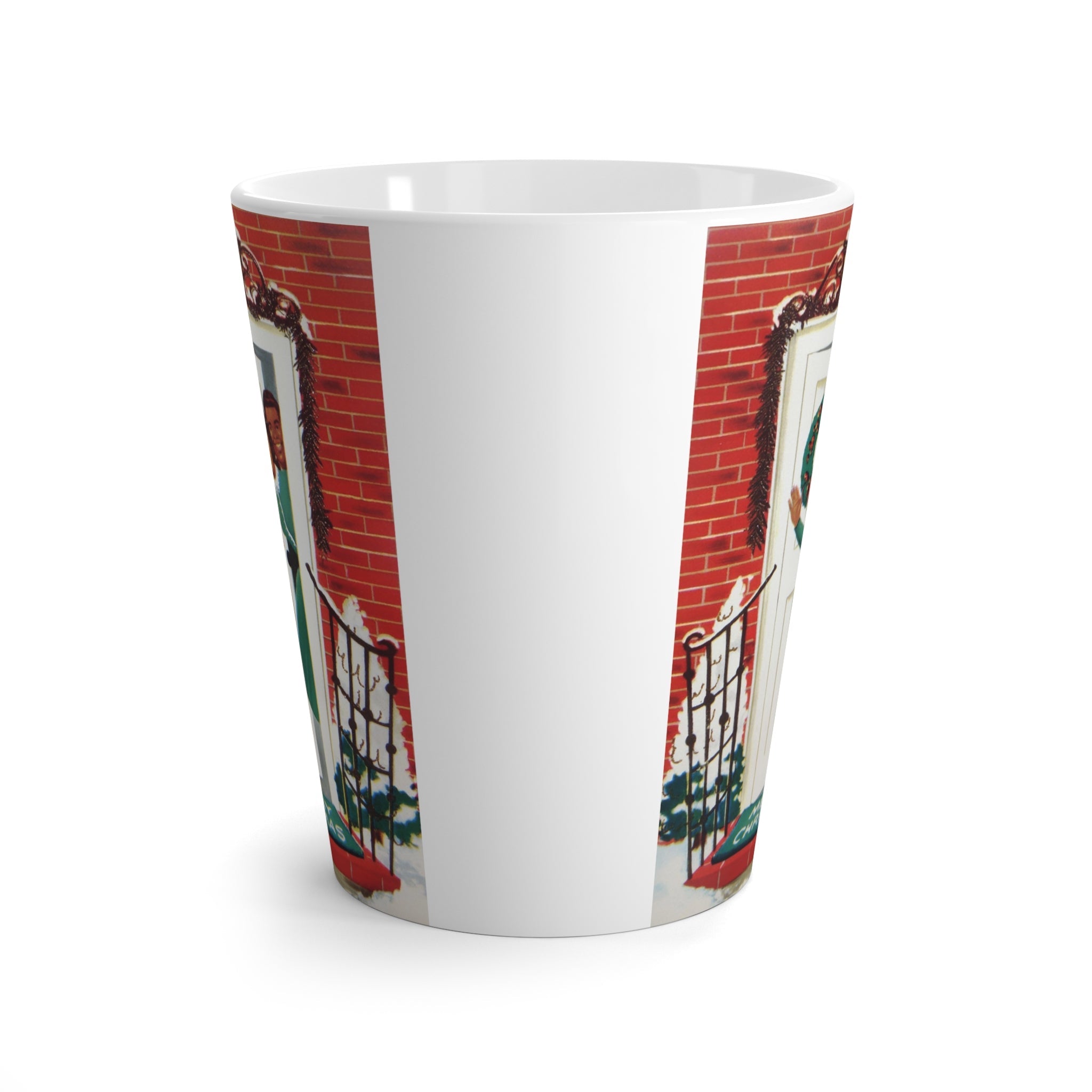 Merry Christmas Couple Retro Christmas Print Latte Coffee Mug