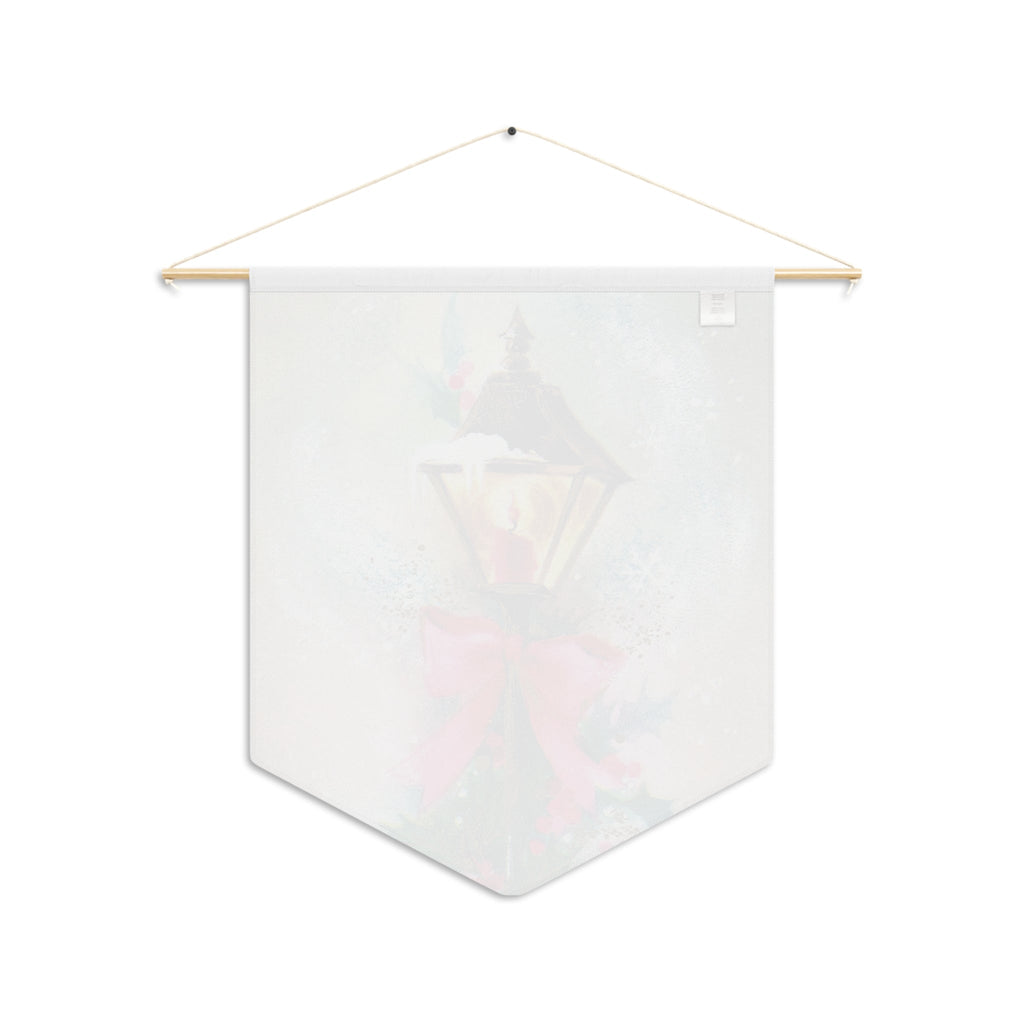 Christmas Winter Lampost With Pink Bow Retro Christmas Print Wall Hanging Banner Flag
