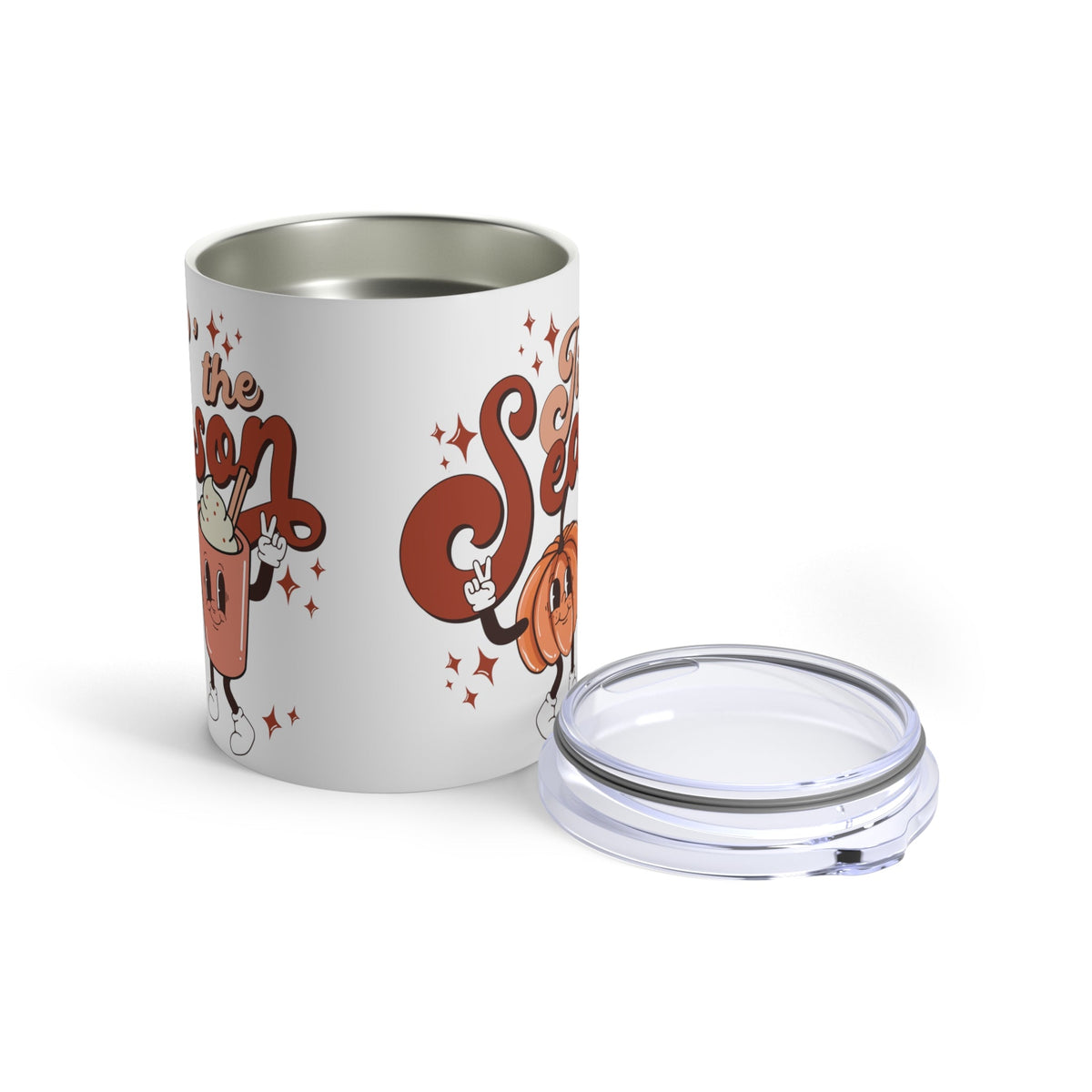 Tis The Season For Pumpkin Spice Fall Autumn Retro Style Stainless Steel Tumbler 10oz