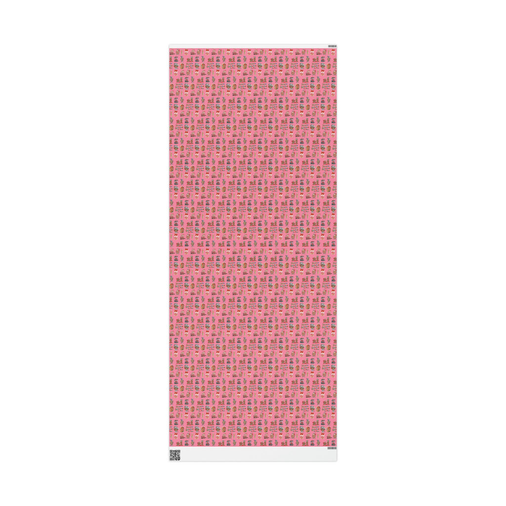 Merry Christmas To You Christmas Candy Pink Mid Century Retro Christmas Print Holiday Gift Wrap Paper - Glossy Or Matte
