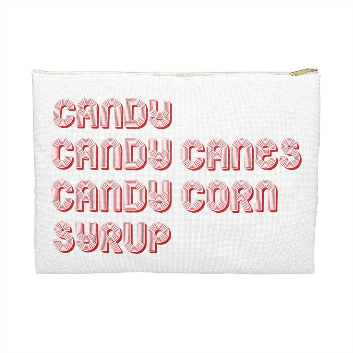 The Elf Four Main Food Groups Candy Candy Canes Candy Corn Syrup Christmas Elf Inspired Accessory Pouch Travel Bag