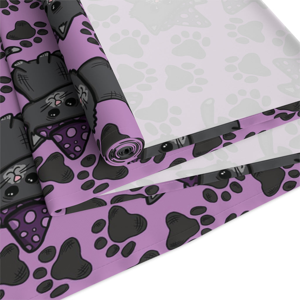 Witchy Kitties Cute Halloween Print Fall Autumn Decor Purple Cotton Poly Table Runner