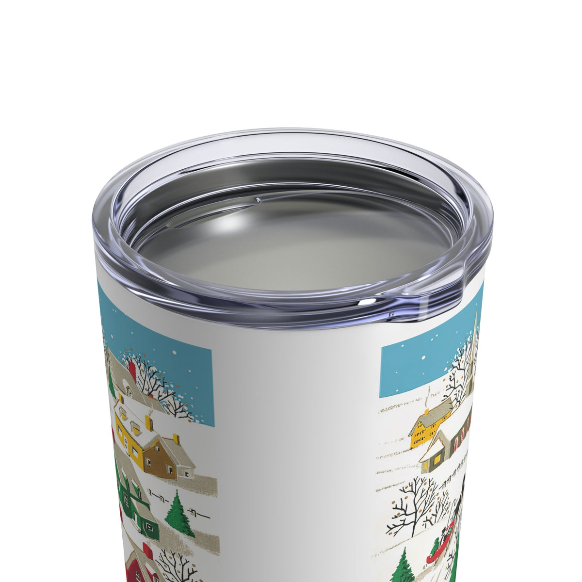 Cozy Winter Village Town Retro Christmas Print Stainless Steel Tumbler 10oz
