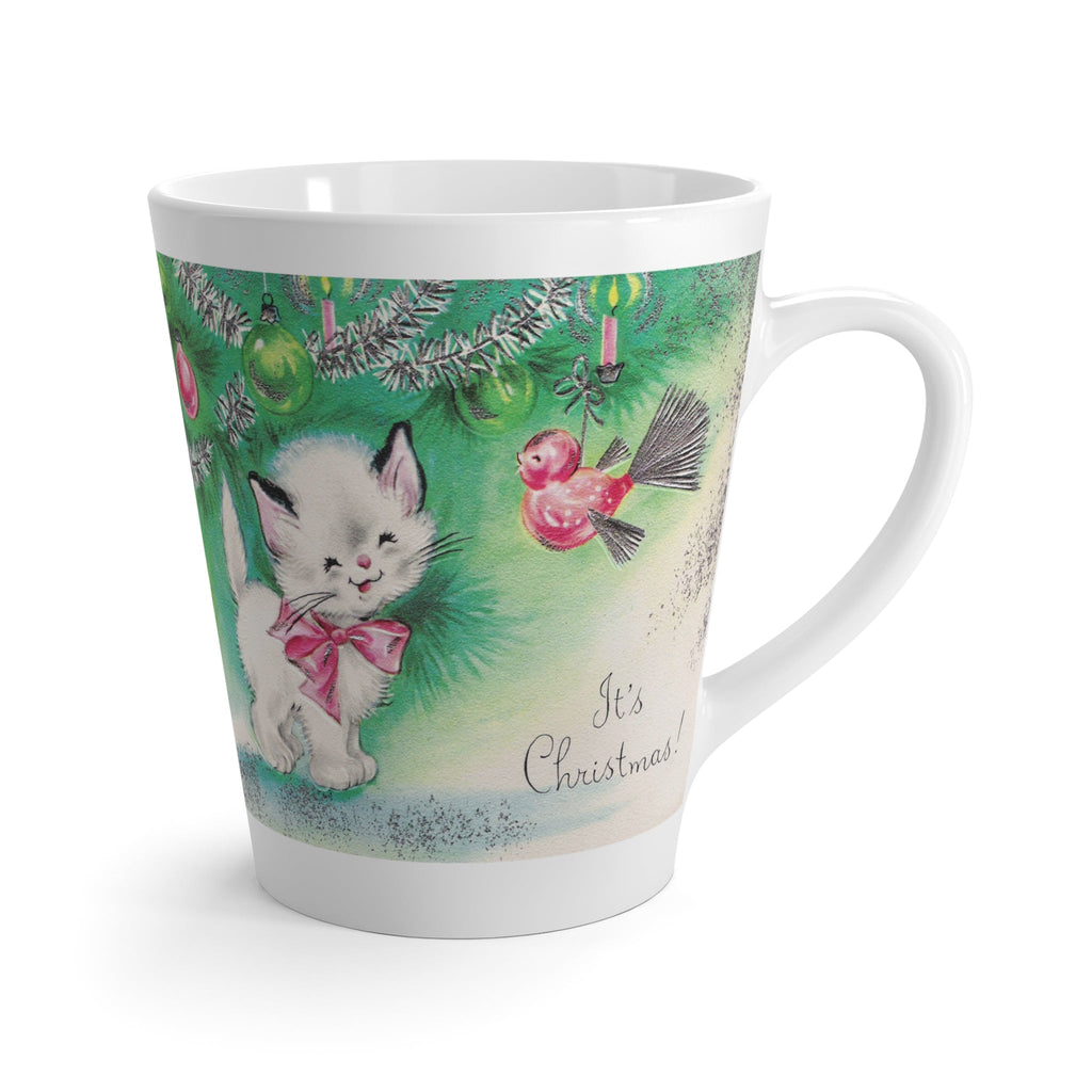 It's Christmas Kitten Mid Century Retro Print Latte Mug
