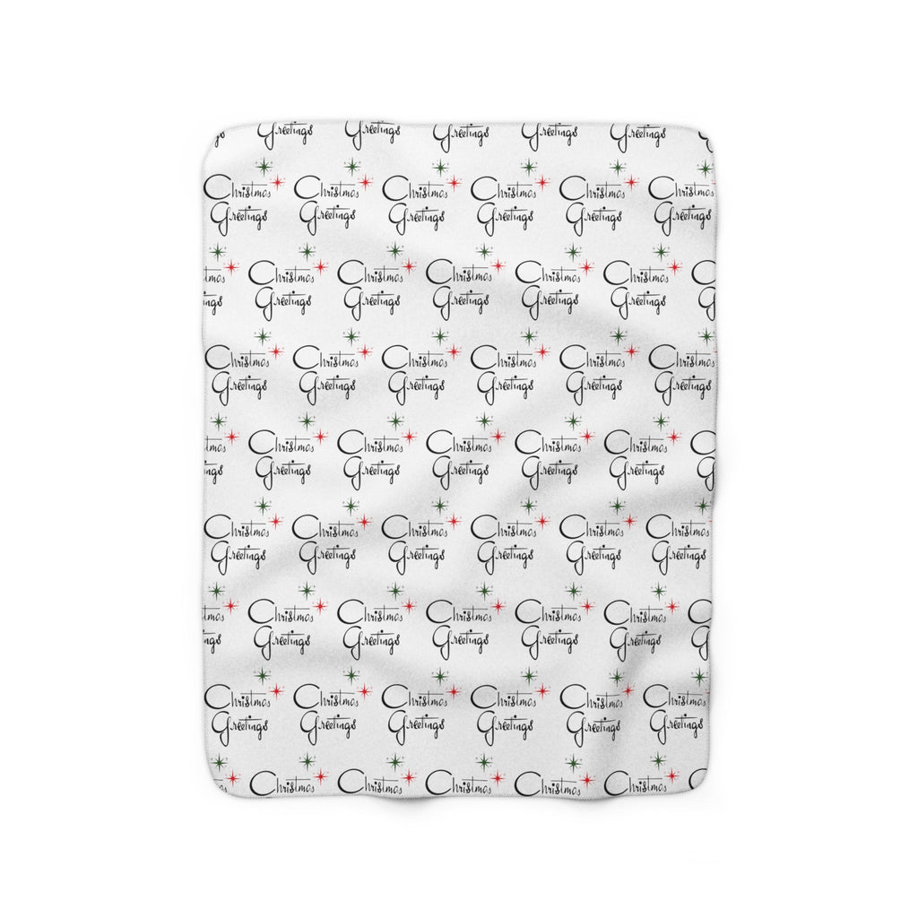 Christmas Greetings Starburst Retro Christmas Print Sherpa Fleece Blanket