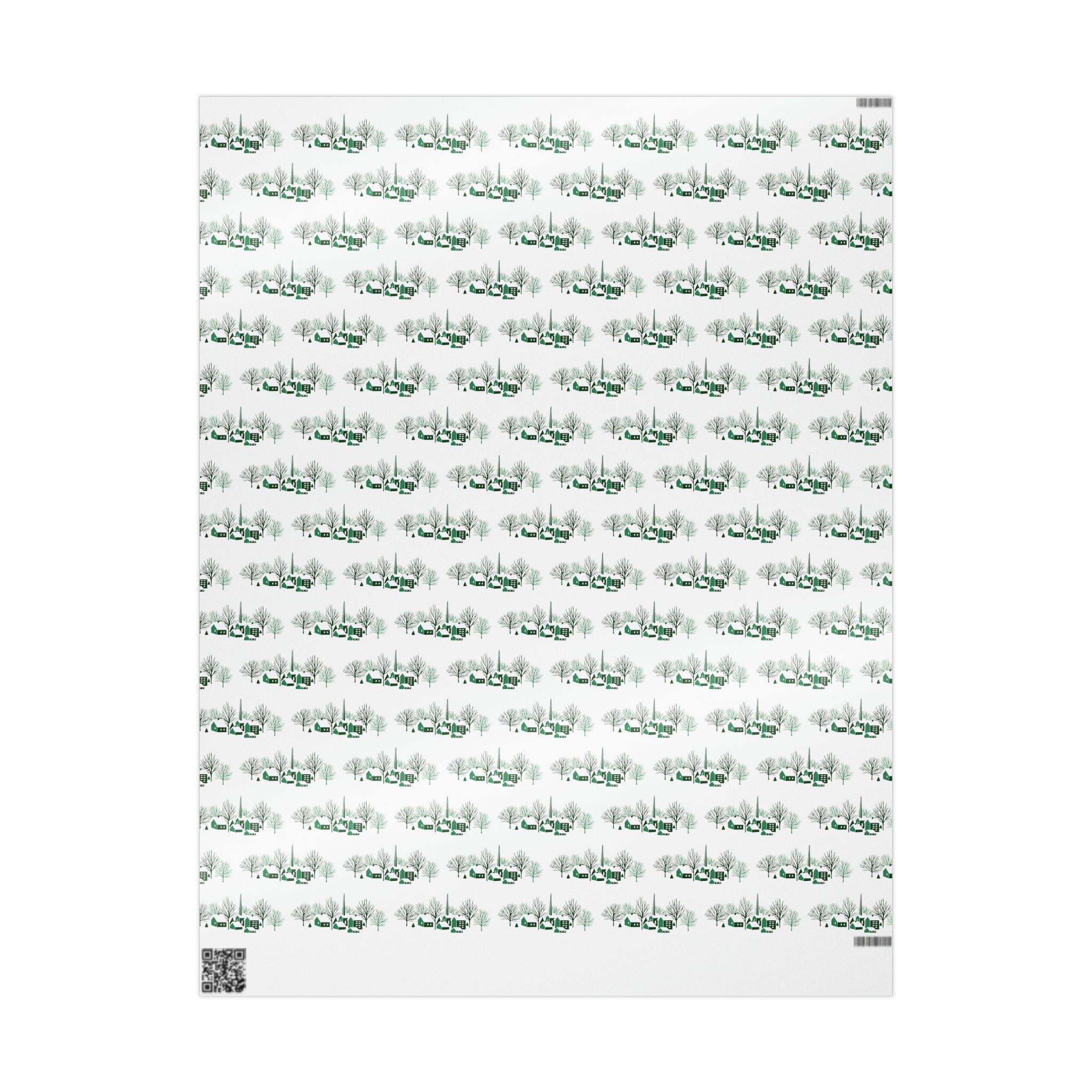 Cozy Winter Christmas Village Mid Century Retro Christmas Print Holiday Gift Wrap Paper - Glossy Or Matte