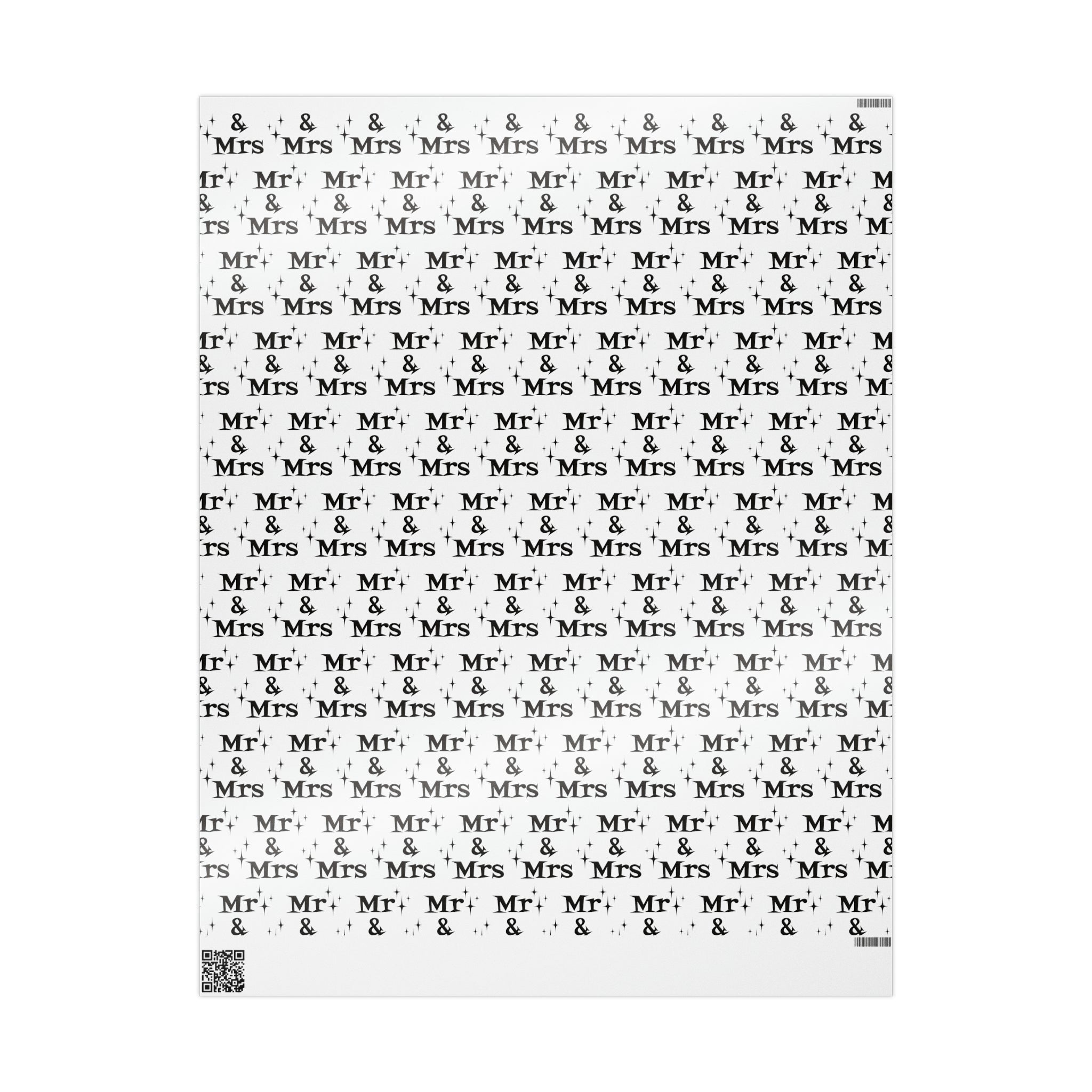 Mr. And Mrs. Atomic Mid Century Retro Style Wedding Holiday Gift Wrap Paper - Glossy Or Matte