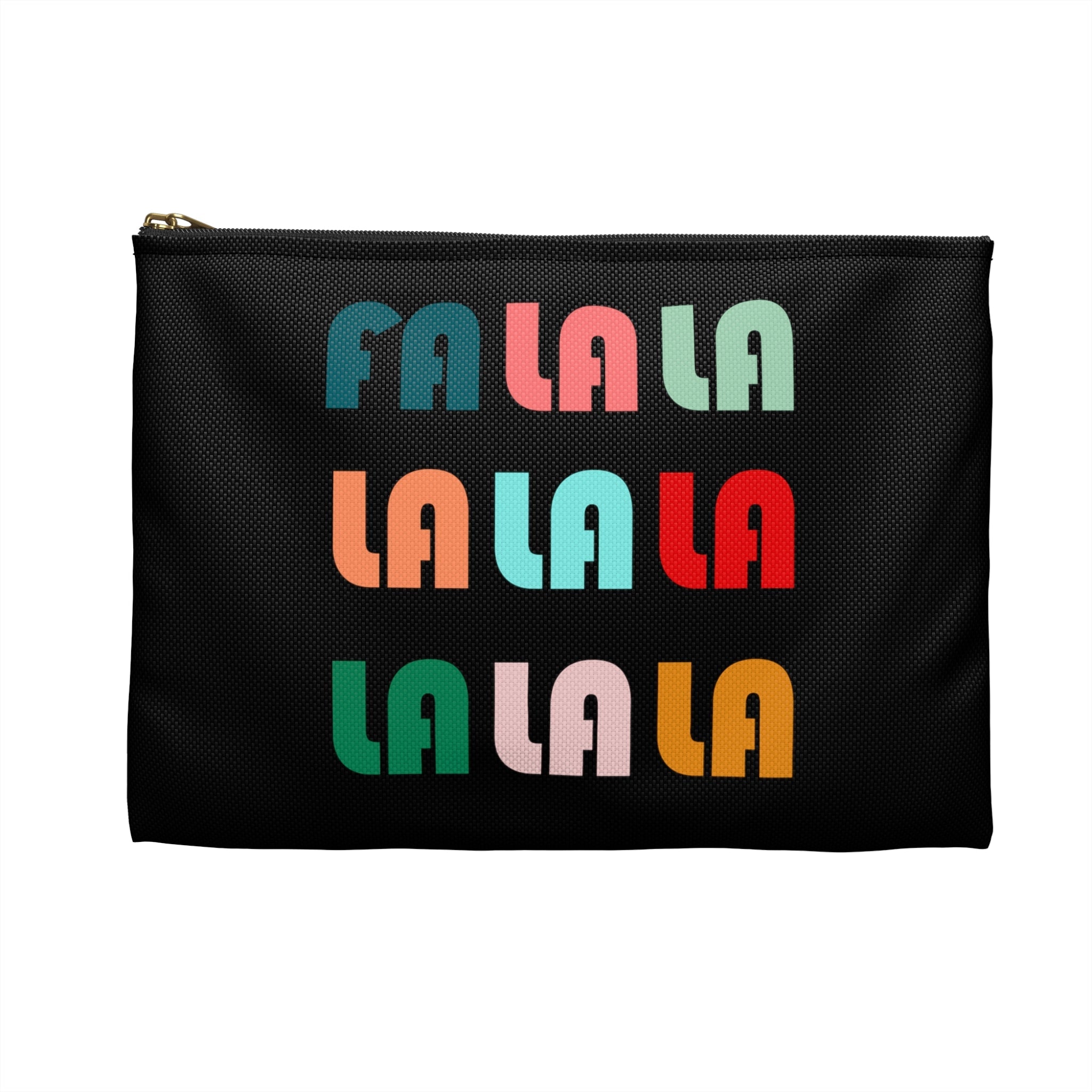 Fa La La La Black Retro Style Christmas Print Polyester Accessory Pouch Travel Bag