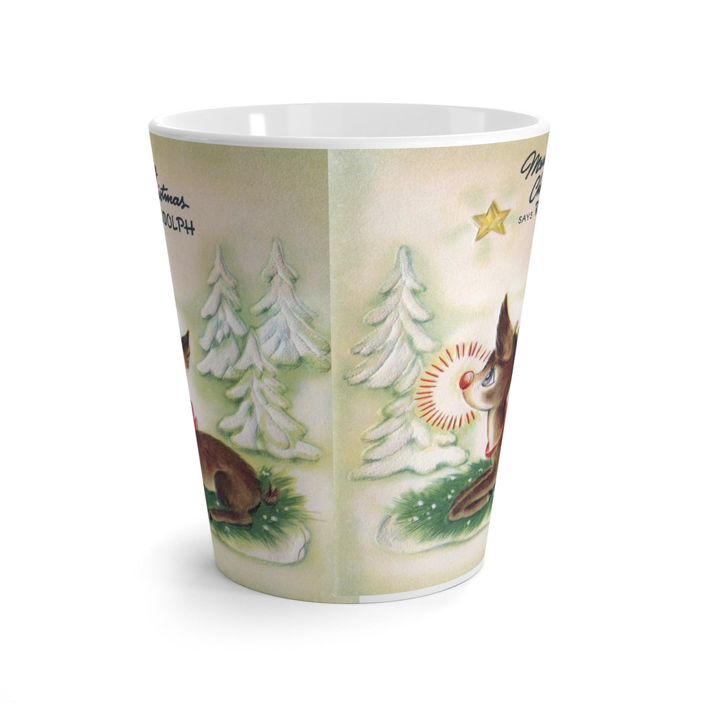 Merry Christmas With Rudolph Retro Christmas Print Latte Coffee Mug