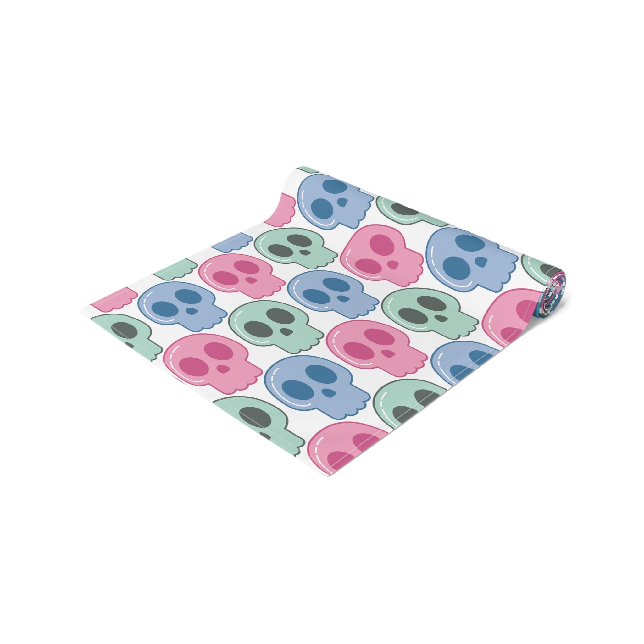 Pastel Goth Cute Halloween Skulls Home Decor Cotton Poly Table Runner