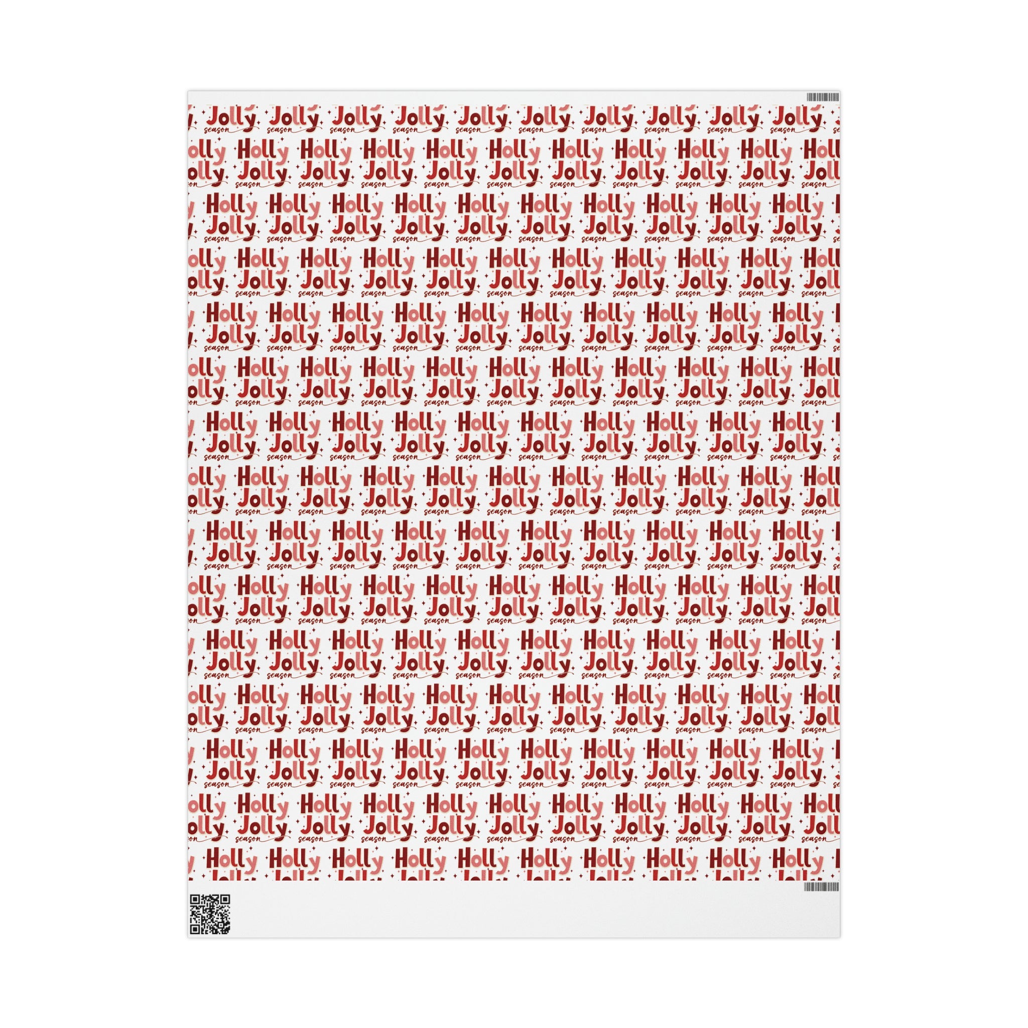 Holly Jolly Season Retro Style Christmas Print Holiday Gift Wrap Paper - Glossy Or Matte