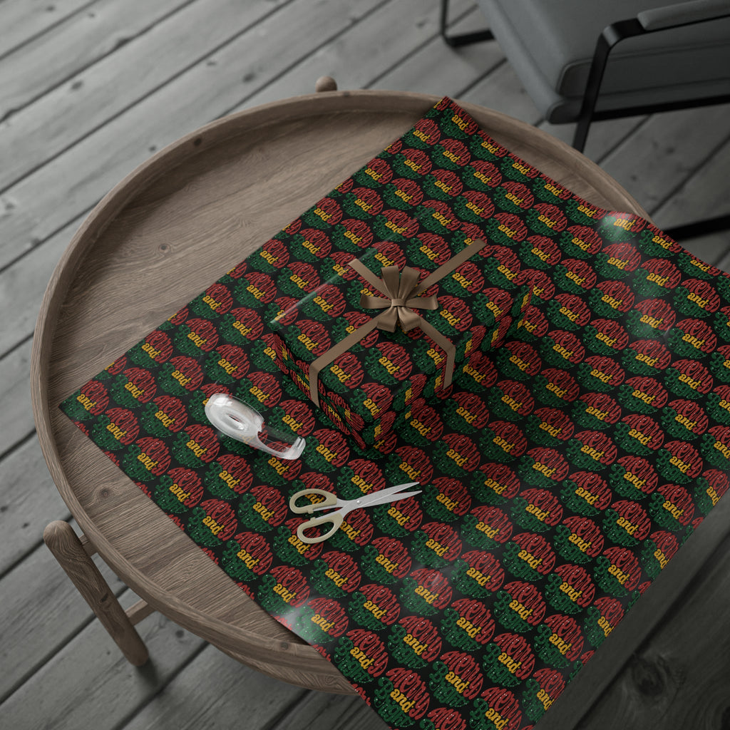 Merry And Bright Black Christmas Print Holiday Gift Wrap Paper - Glossy Or Matte