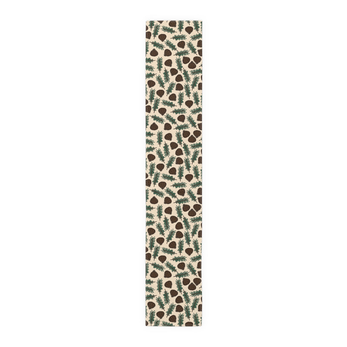 Pinecones With Sprigs Of Pine Cute Winter Christmas Print Home Decor Cotton Poly Table Runner