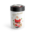 Merry Christmas Santa Baby Reindeer Gold Stars Mid Century Retro Christmas Print Stainless Steel Can Holder