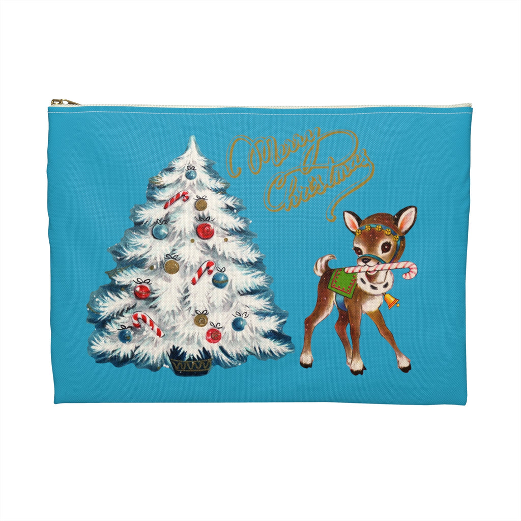 Merry Christmas Reindeer Tree Retro Christmas Print Polyester Accessory Pouch Travel Bag