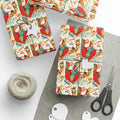 A Jolly Christmas Dear Friend Santa In Sleigh With Reindeer Mid Century Retro Christmas Print Holiday Gift Wrap Paper - Glossy Or Matte