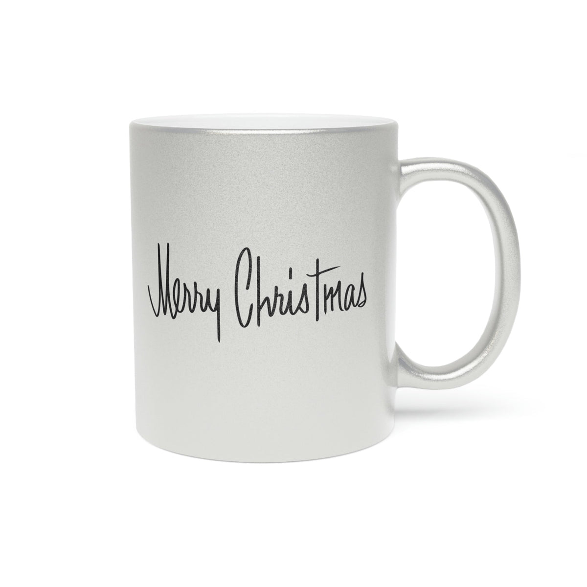 Merry Christmas Silver Mid Century Retro Christmas Print Metallic Mug