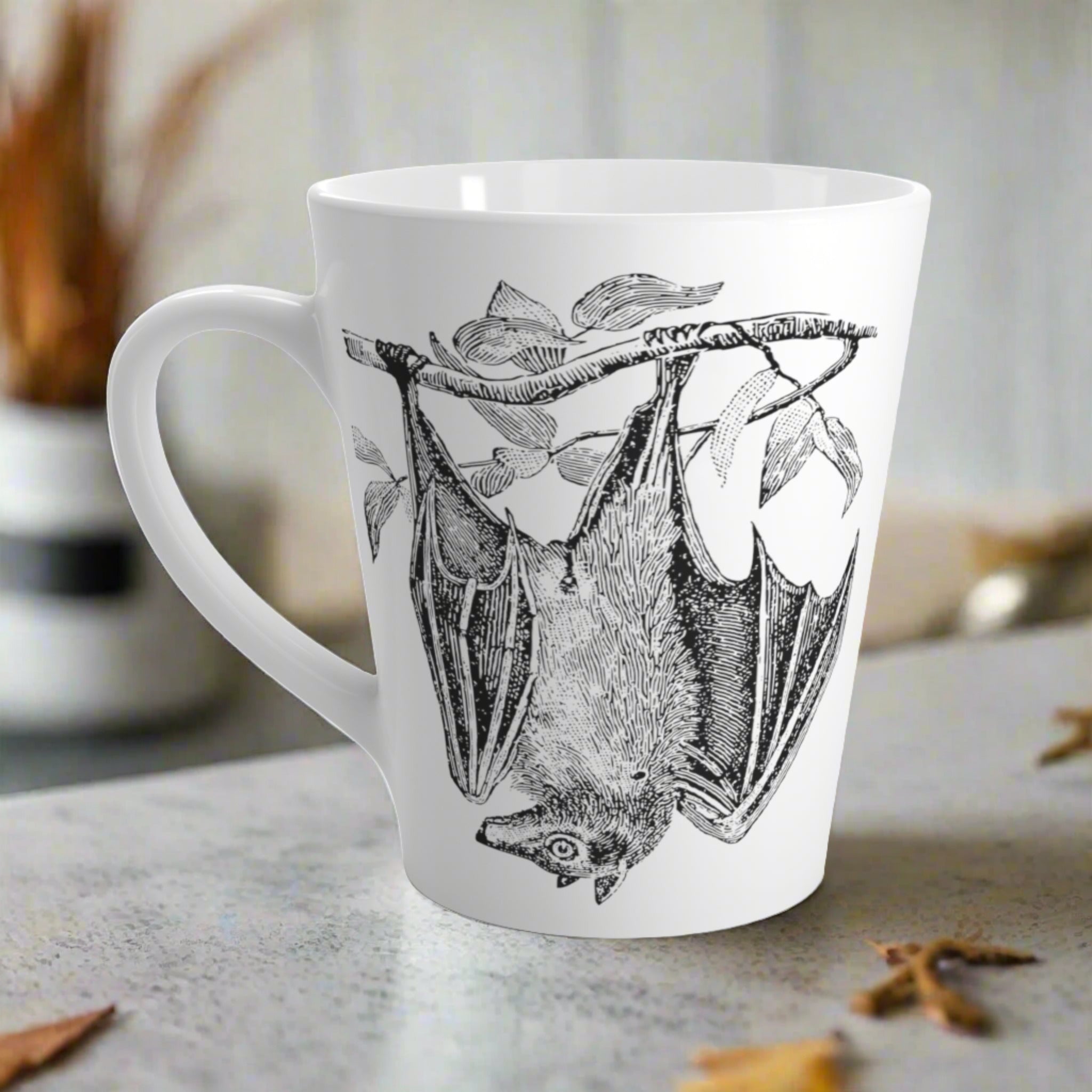 Retro Bat Halloween Print Latte Coffee Mug
