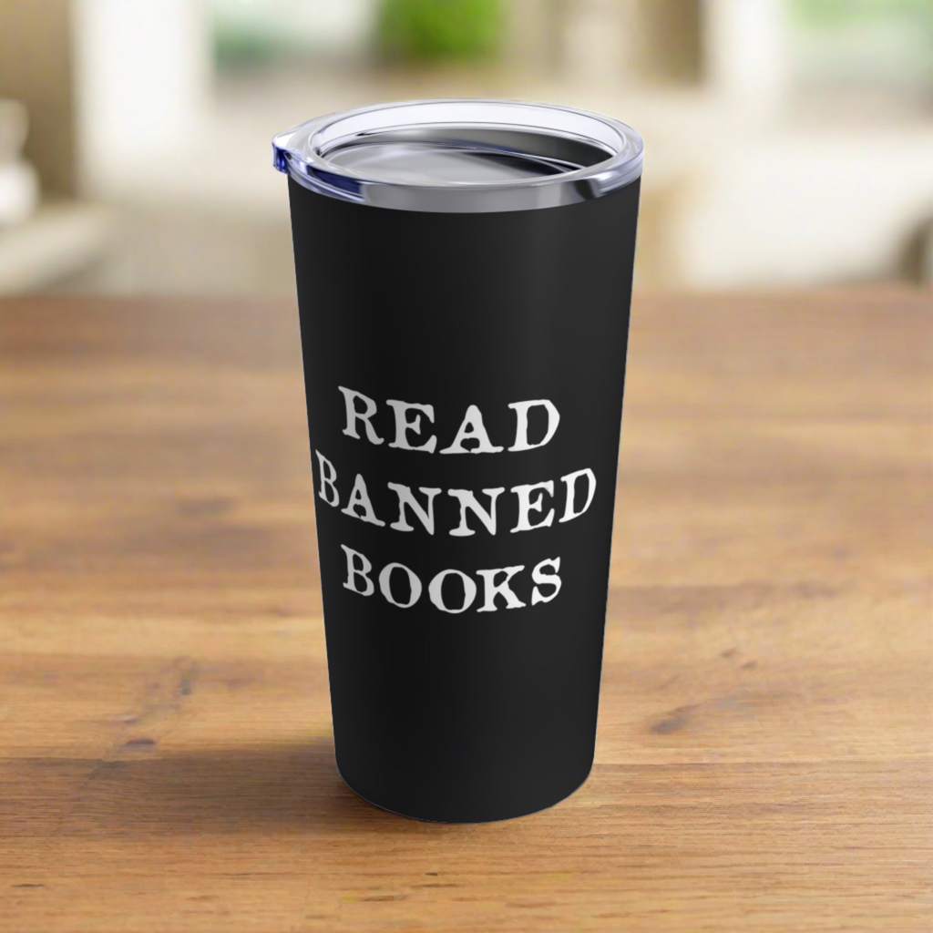 Read Banned Books Black Stainless Steel Travel Tumbler Mug 20 Oz